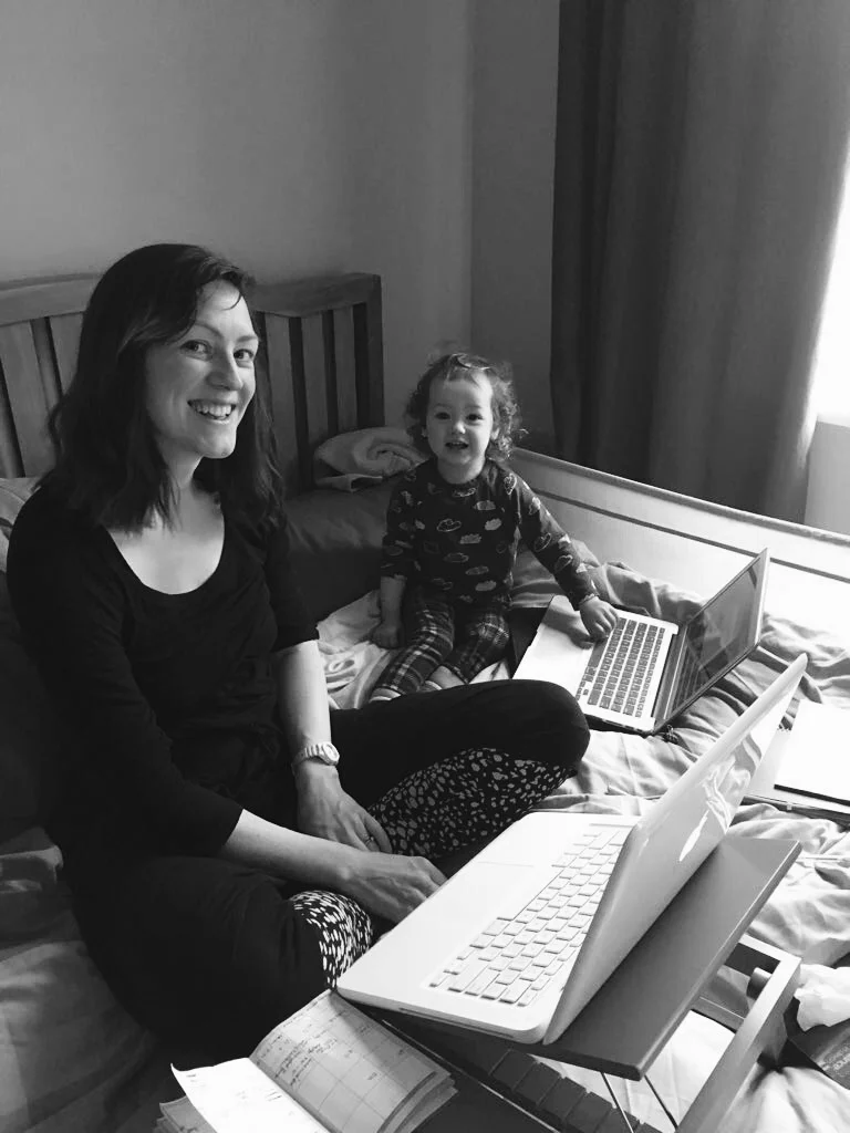 Producing Mothers Who Make from ‘the office’. Lizzy Humber with daughter.