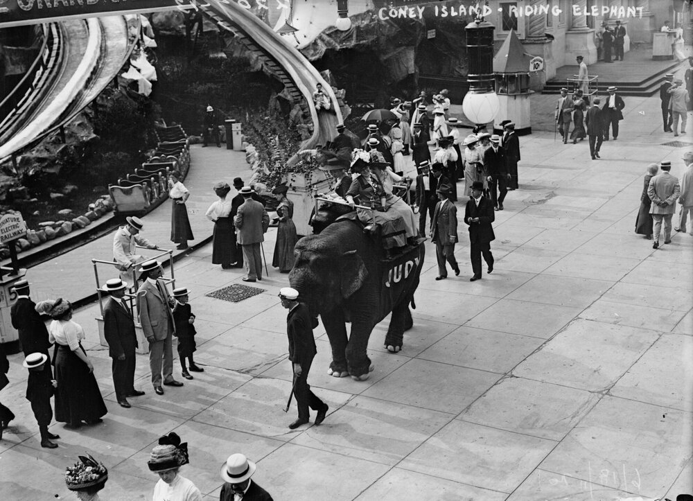 Riding an Elephant at Luna Park, 1911
