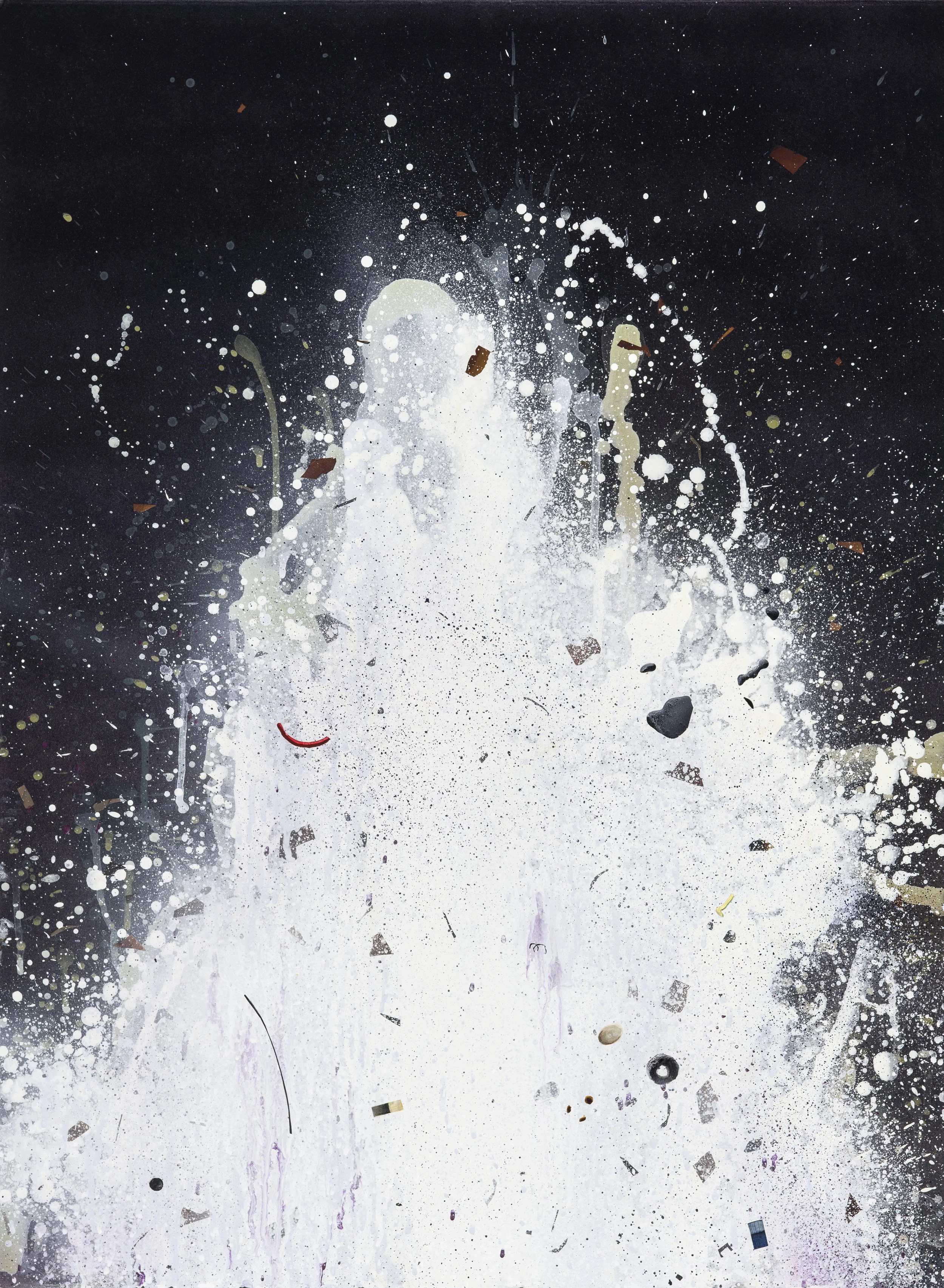 Night Geyser 2016, Acrylic on Paper, 22” x 30”