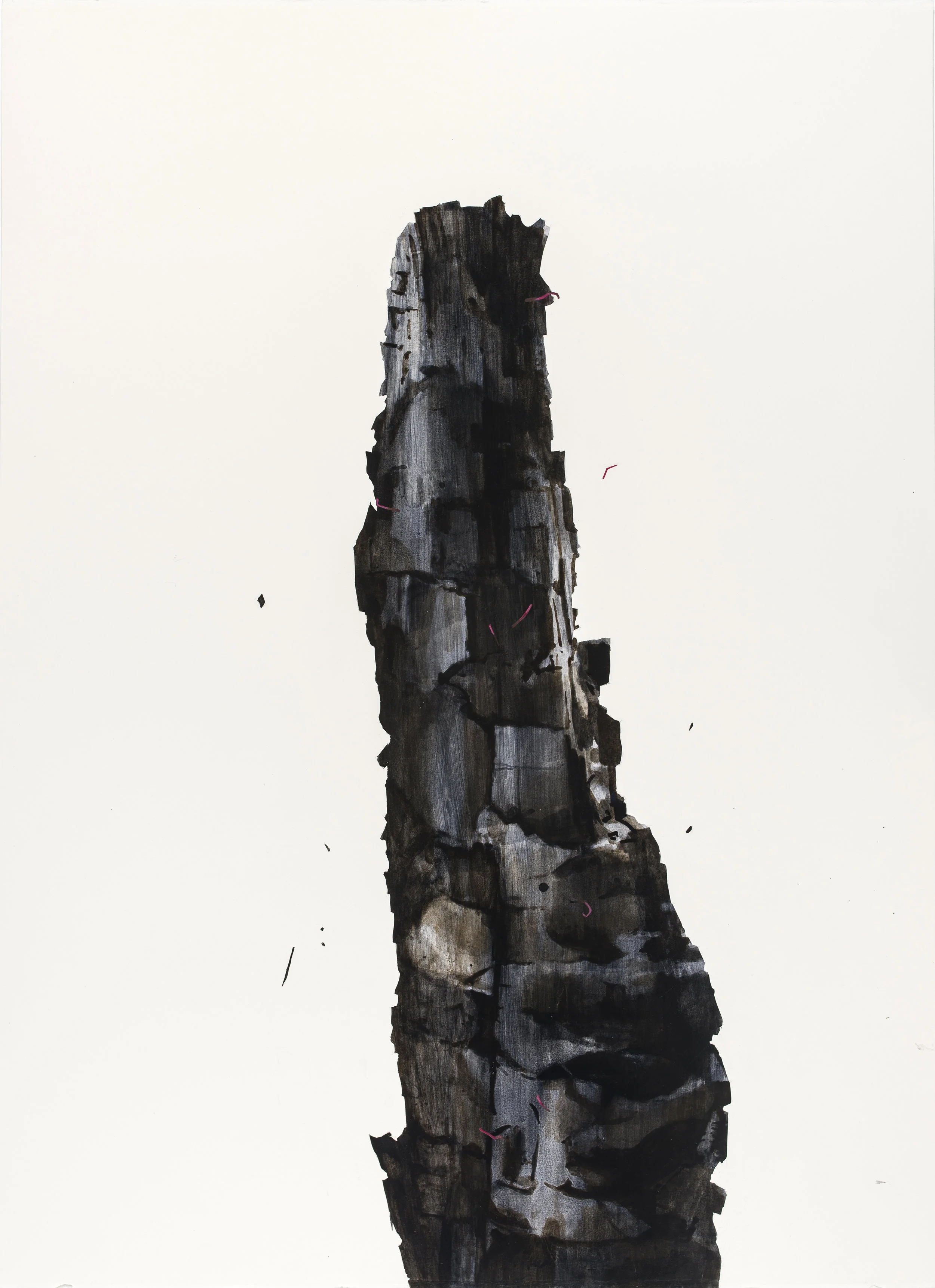 Burnt Wood 2016, Acrylic on Paper, 22” x 30”