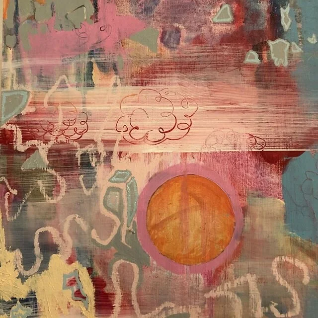 Zoomed details🍭🧩🎨☀️🍄🌱
(work in progress)
Oil paint/mixed media on wood panel
#oilpainting #abstract #landscape #art
