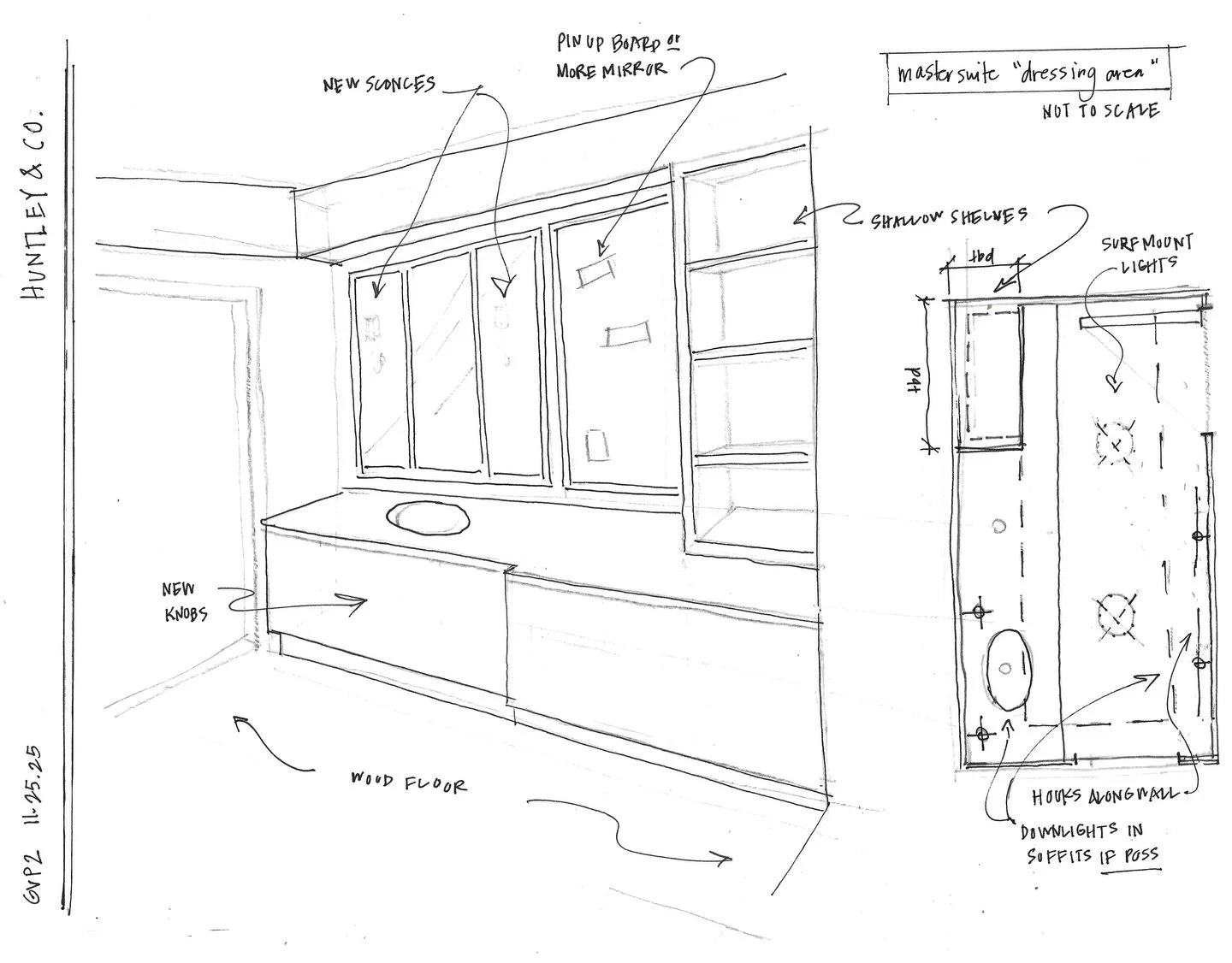 Sometimes a sketch is the best way to convey ideas. Fast and imperfect is a nice gearshift in a profession of perfection. #huntleycodesign #bts #penandinkdrawing #interiordrawing #sketching #lifeofadesigner