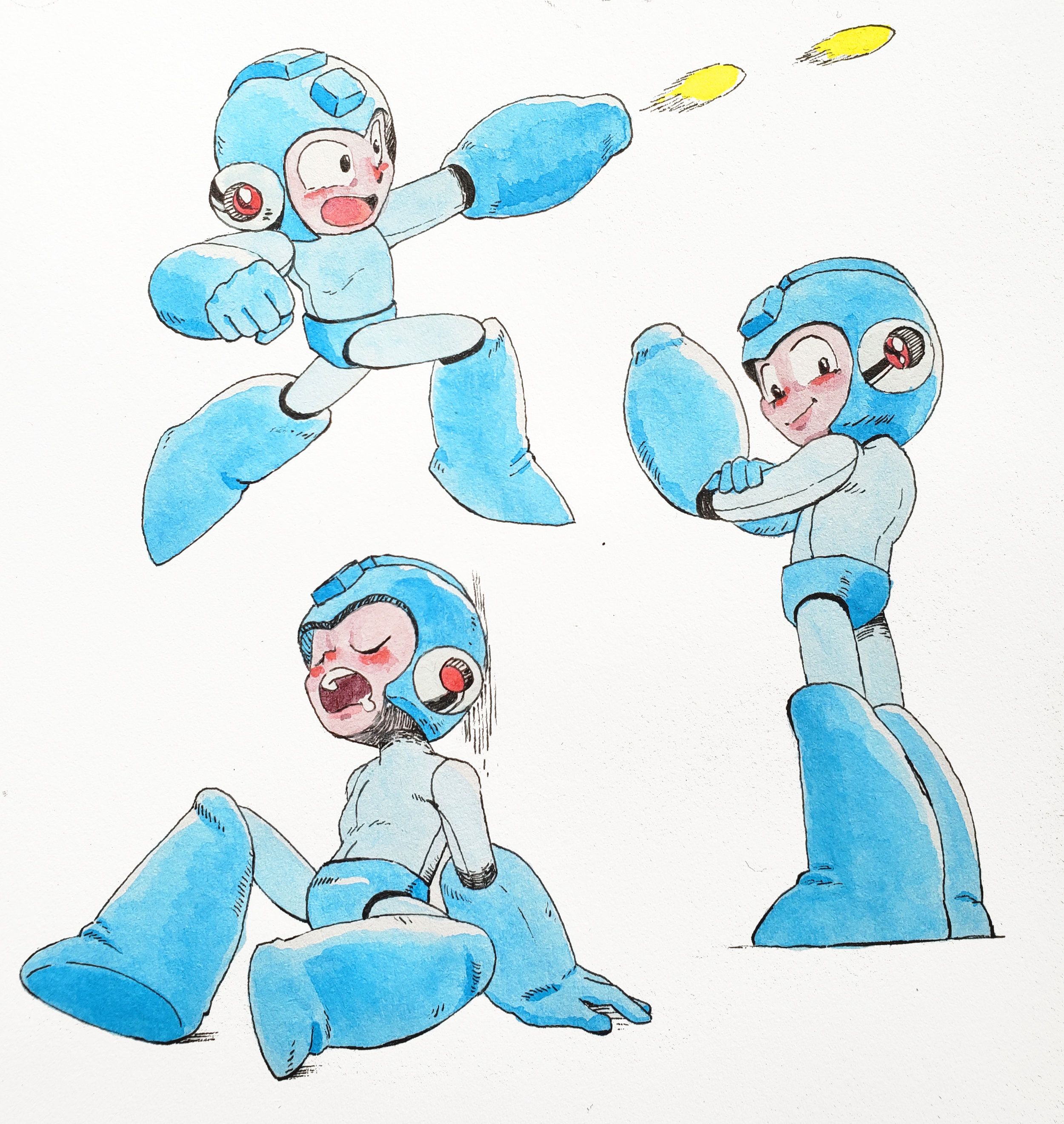 Watercolor Megamen!