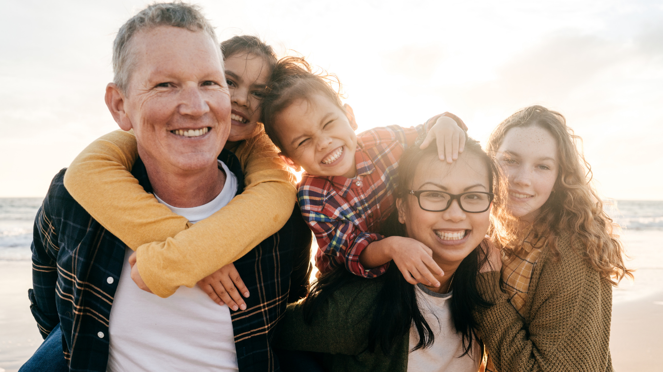 Happy fun family with smiles