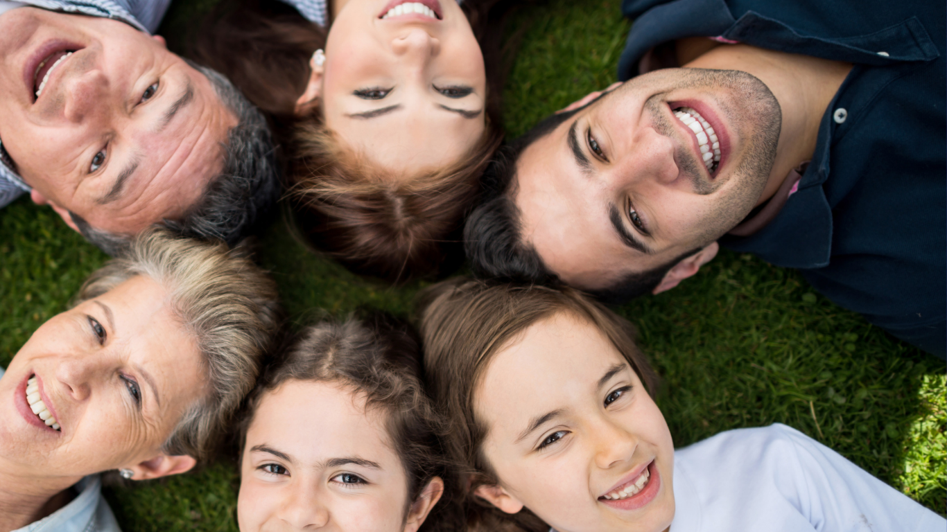 Parents teenagers children happy family together