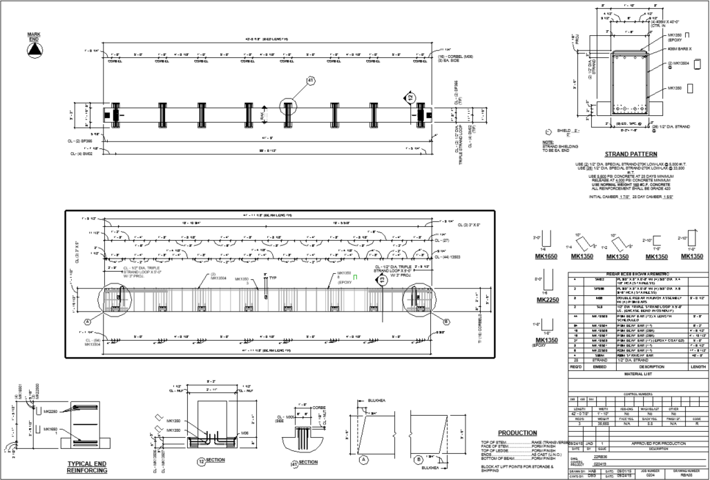 Shop ticket generated using EDGE^R for the beam to the left.