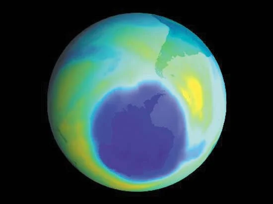 This is a NASA image of the Antarctic ozone hole. Protection of the ozone layer, achieved by the Montreal Protocol, is a critical global public good.