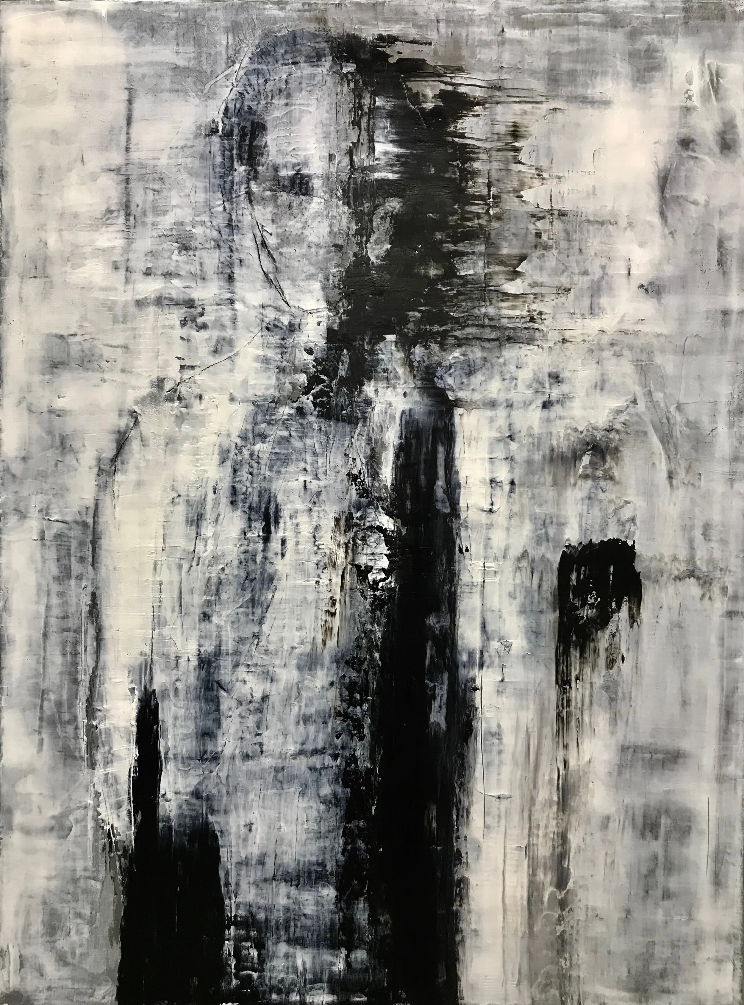  Acrylic, plaster, charcoal and pastel on canvas. 36” x 48” in. 