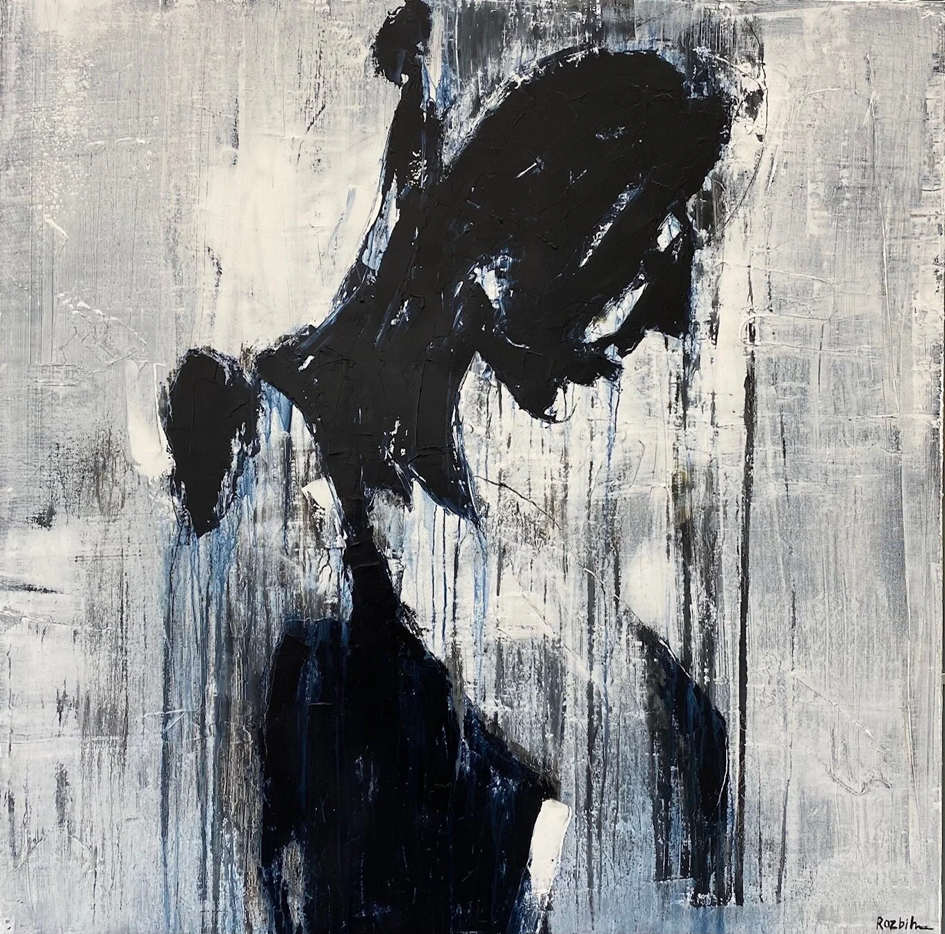  Acrylic, Molding Paste, Charcoal and Pastel on Canvas. 48” x 48” x 1 1/2” in. 