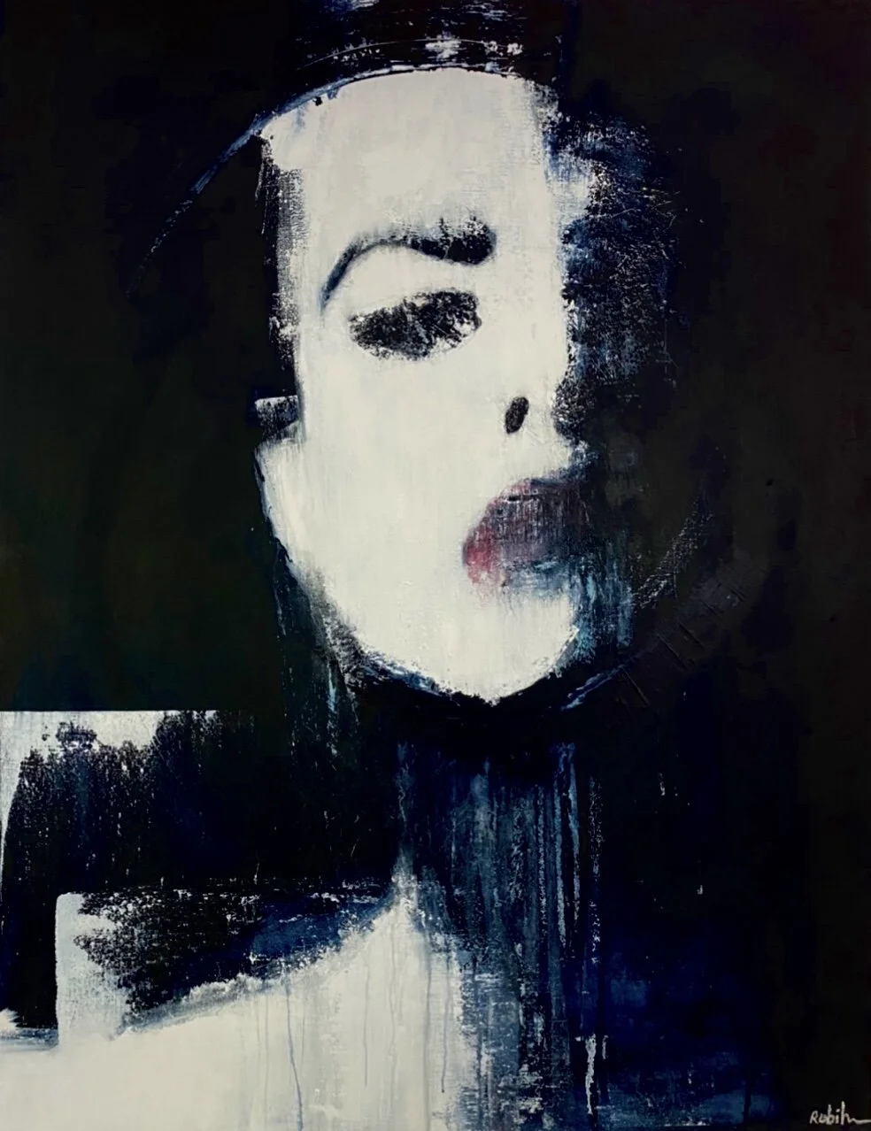  Acrylic, Molding Paste, Charcoal and Pastel on Canvas. 41” x 54” x 1 1/2” in. 