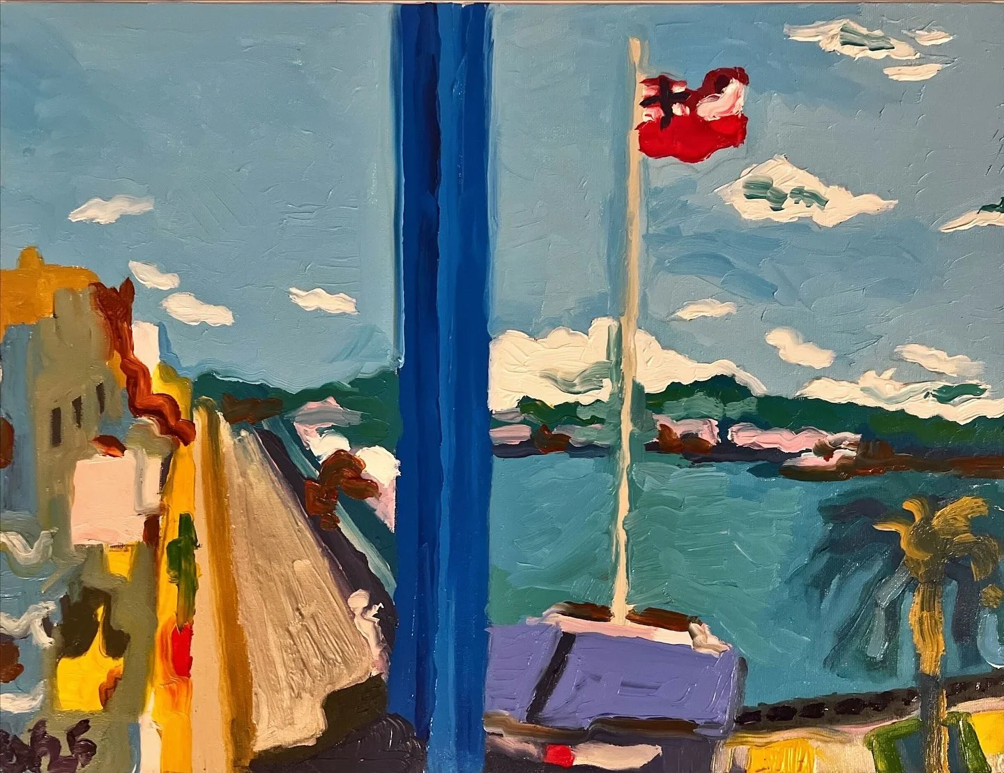 Oil painting of the view from Dad&rsquo;s apartment in Bermuda, completed for Mum&rsquo;s birthday on June 6th. She&rsquo;ll receive it when it&rsquo;s her turn to arrive here, not long after I leave tomorrow.

🇧🇲🎨

This trip has been exhilarating