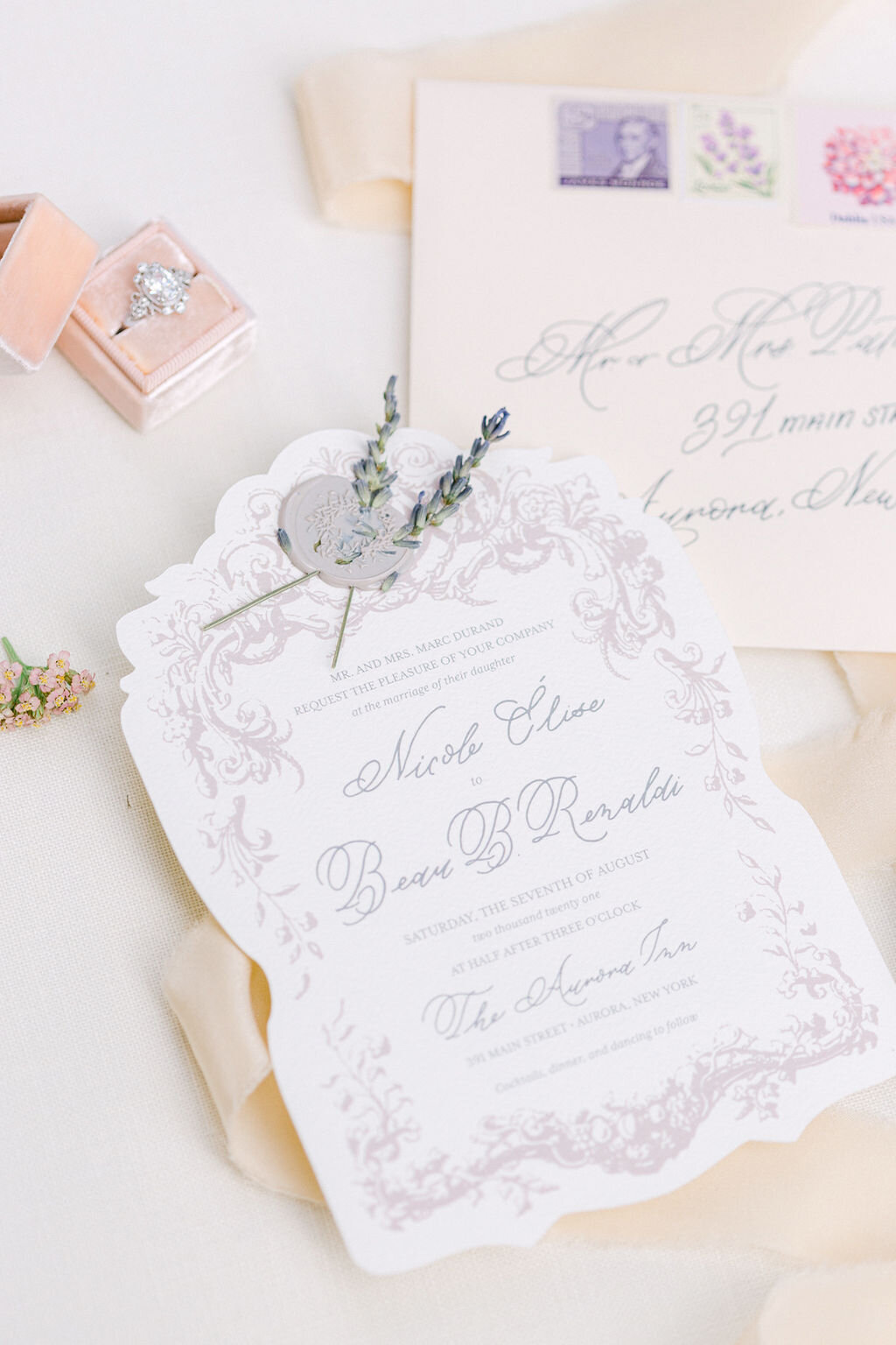romantic-blush-lavender-wedding-invitation-vintage-stamps