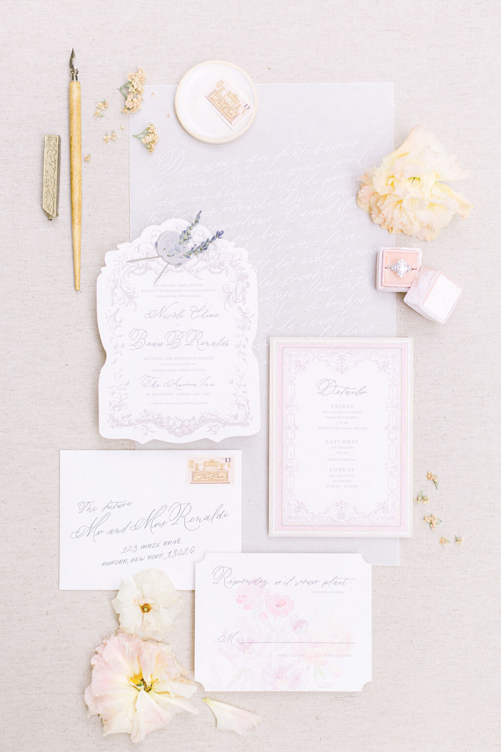 romantic-custom-wedding-invitation-european-lavender-blush-wax-seal