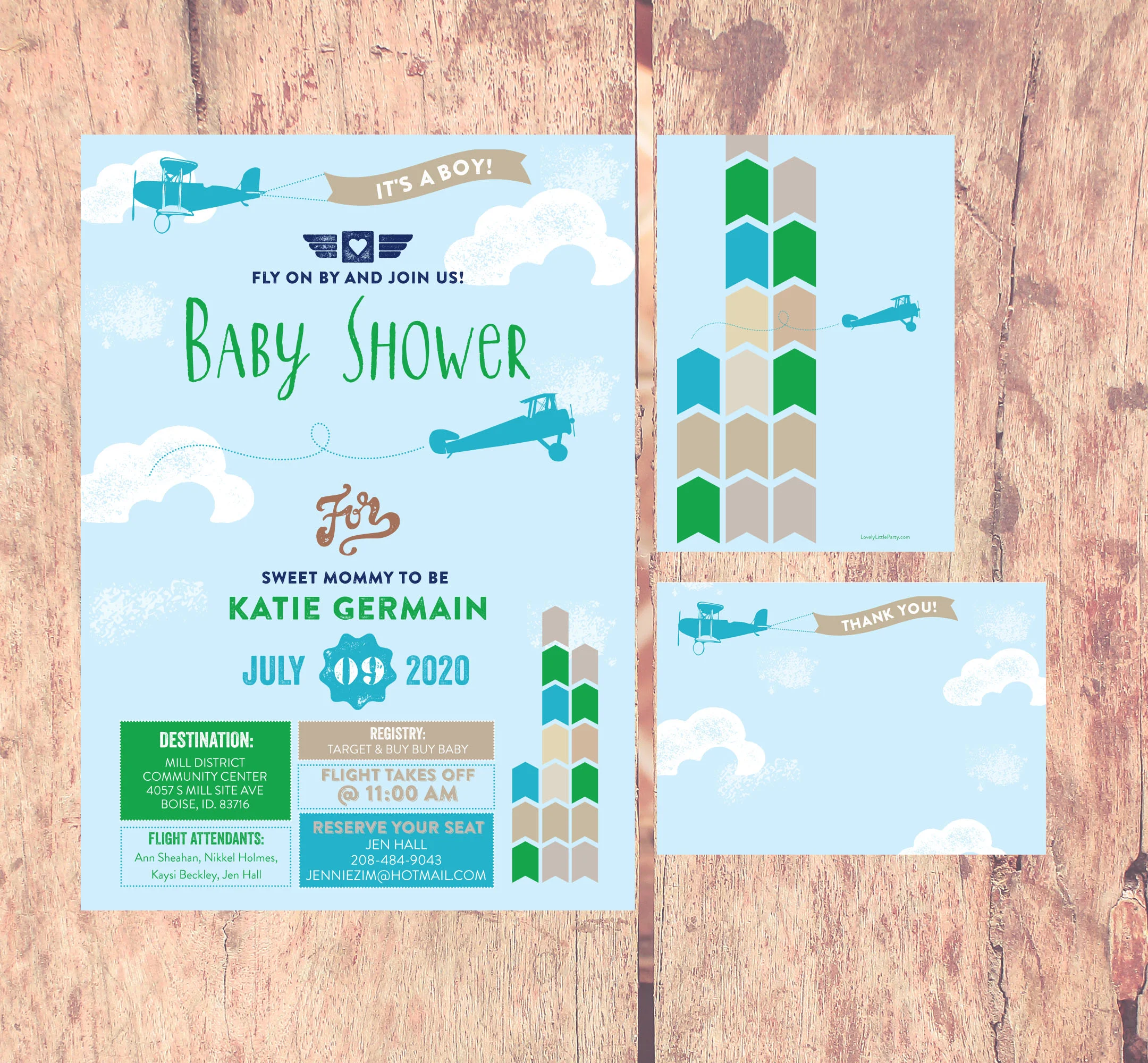 Plane Baby Shower3 piece setGreen&Blue.jpg