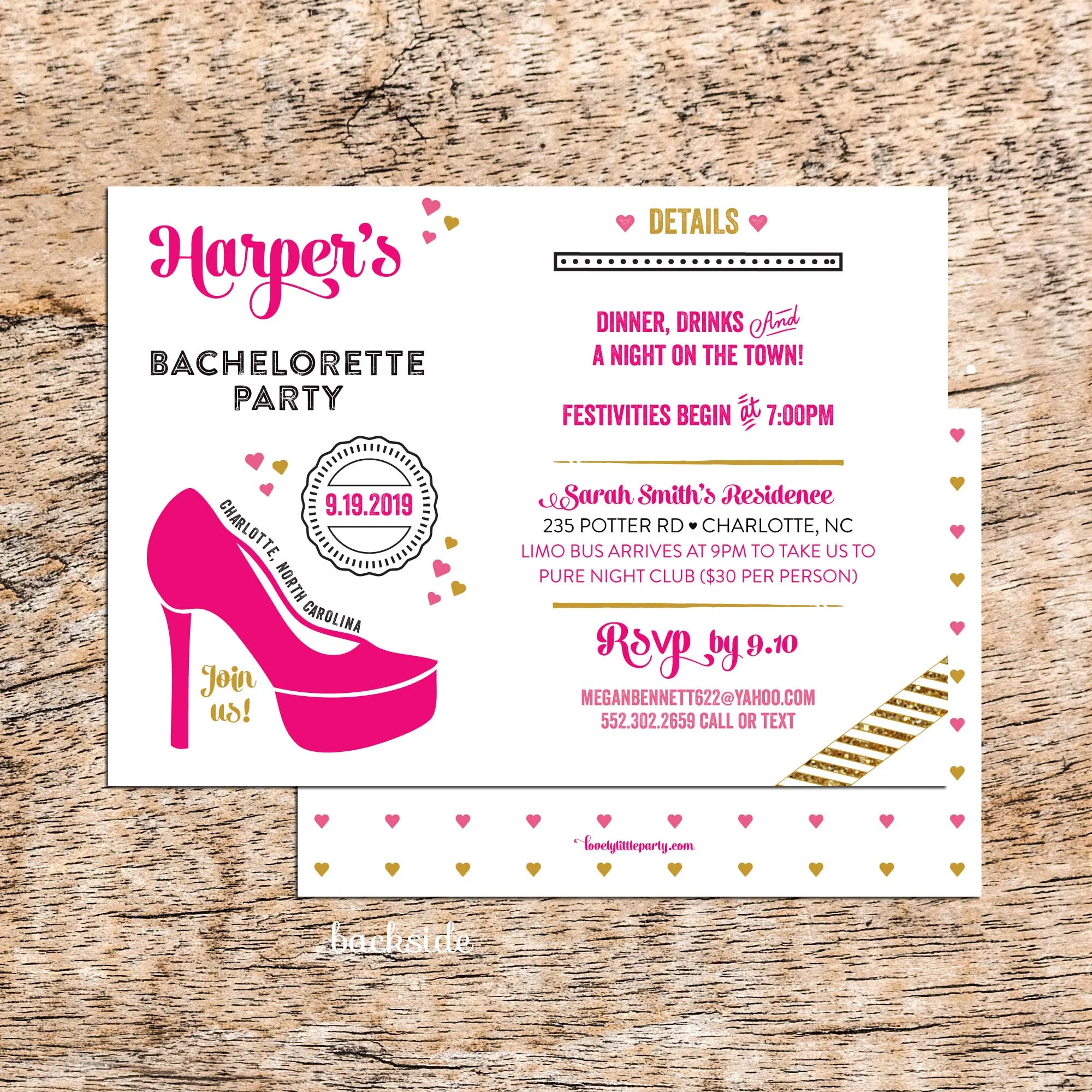 Stiletto Bachelorette invite
