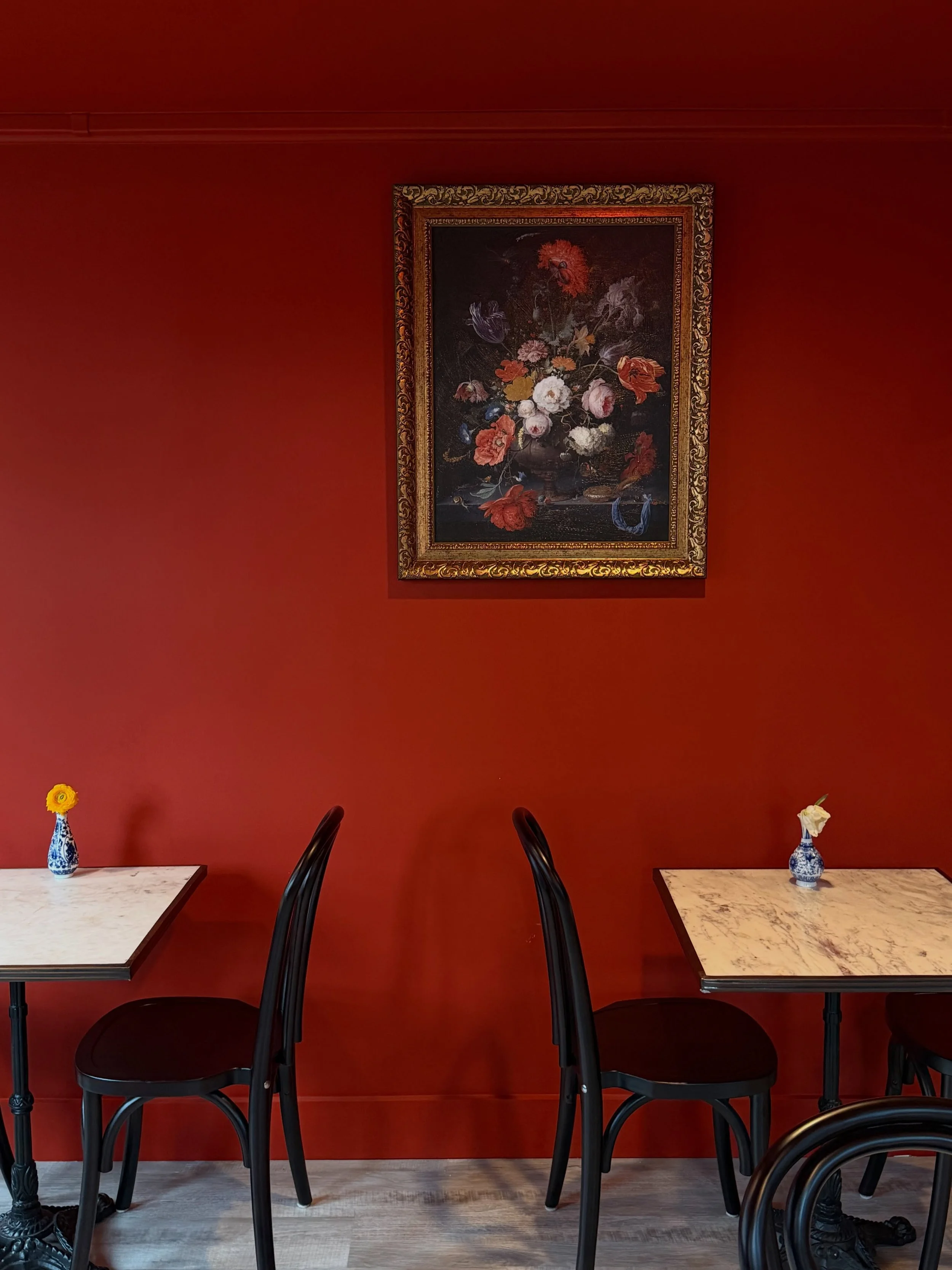 We&rsquo;re delighted to welcome you to our newest space &mdash; a dining room above our Portsmouth caf&eacute;. Inspired by the dramatic reds and blues of Renaissance paintings, enter a world untouched by time.

Now open 8am-3pm daily, serving our s