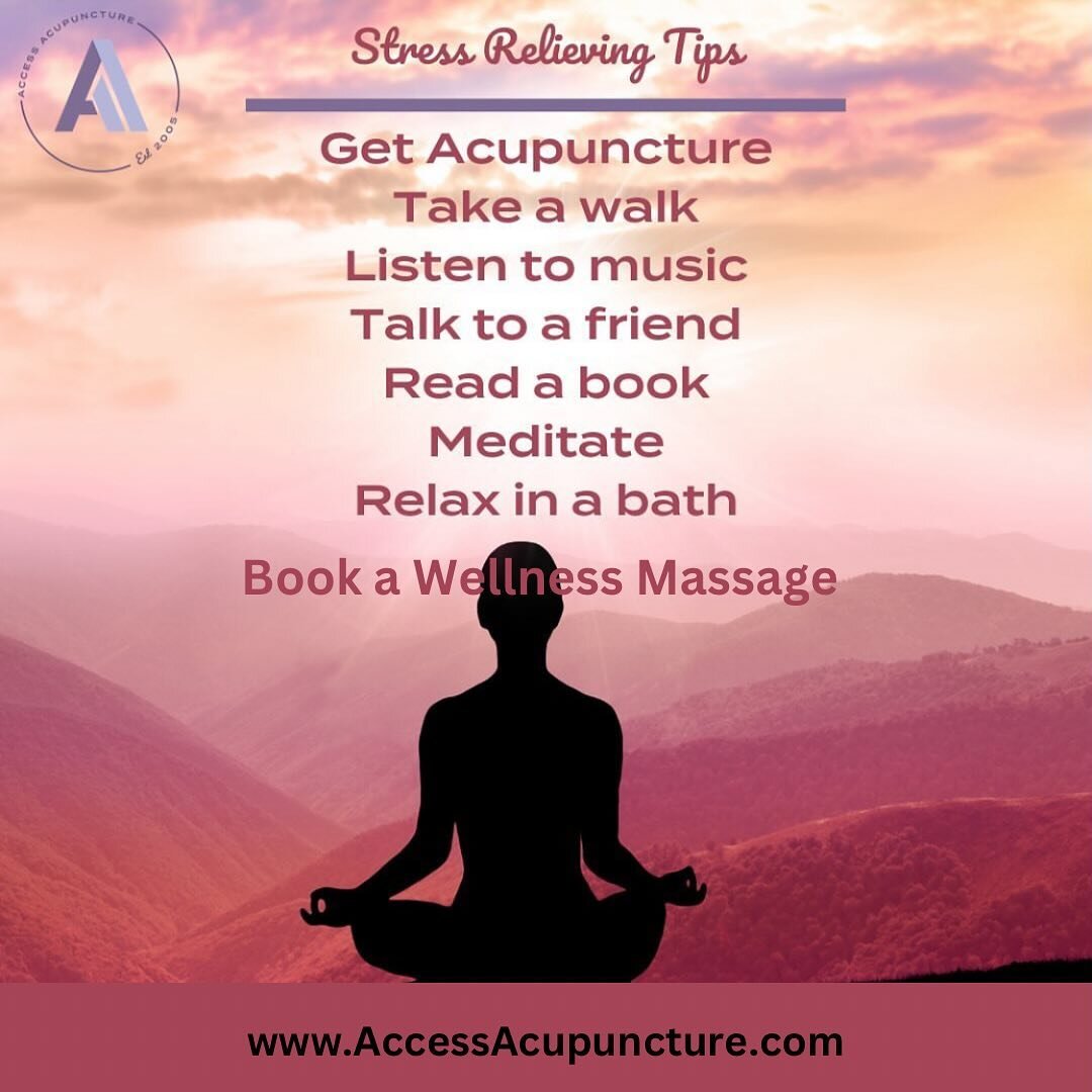 Happy Wellness Wednesday! Some stress relieving tips during the holiday season for you. #acupuncture #accessacupuncture #wellnessmassage #massage #therapy #stressrelief #holidayseason #feelyourbest #chronicpain #relief #wellness #massagetherapy #stre