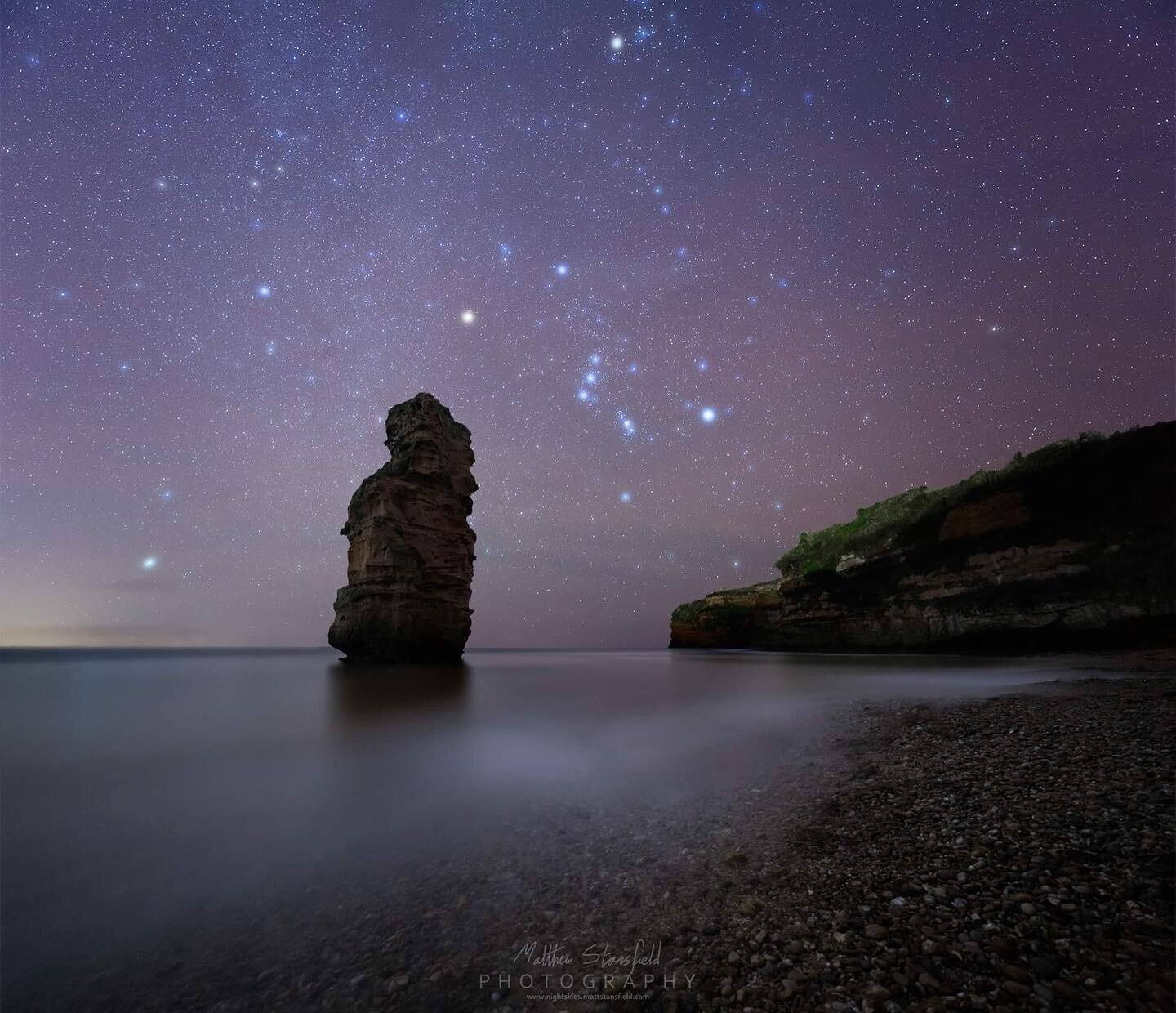 Ladram Bay- Devon
Prints/Calendars/Tutorials: www.nightskies.mattstansfield.com

Ladram is well known for its impressive sea stacks. This one to the south side of the beach is my favourite and looked striking the other night under a star-filled winte