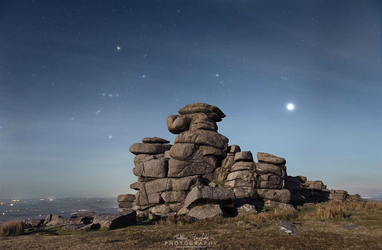 Great Staple Tor - Dartmoor
Web: www.nightskies.mattstansfield.com

Story:  Wanting to make the most of my Easter break (and embrace the moon more), I opted yesterday to visit Dartmoor to photograph the moonrise, followed by some moonlit wide-angle a