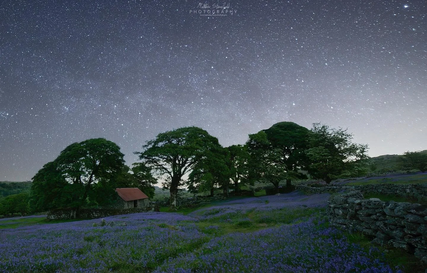 Ensworthy Dartmoor- Devon
Web: www.nightskies.mattstansfield.com

Story: Another image I captured back in 2019. On this night, I ventured up to Enworthy for the first time to photograph the BlueBells under starry skies with photographer Lee Humphrey: