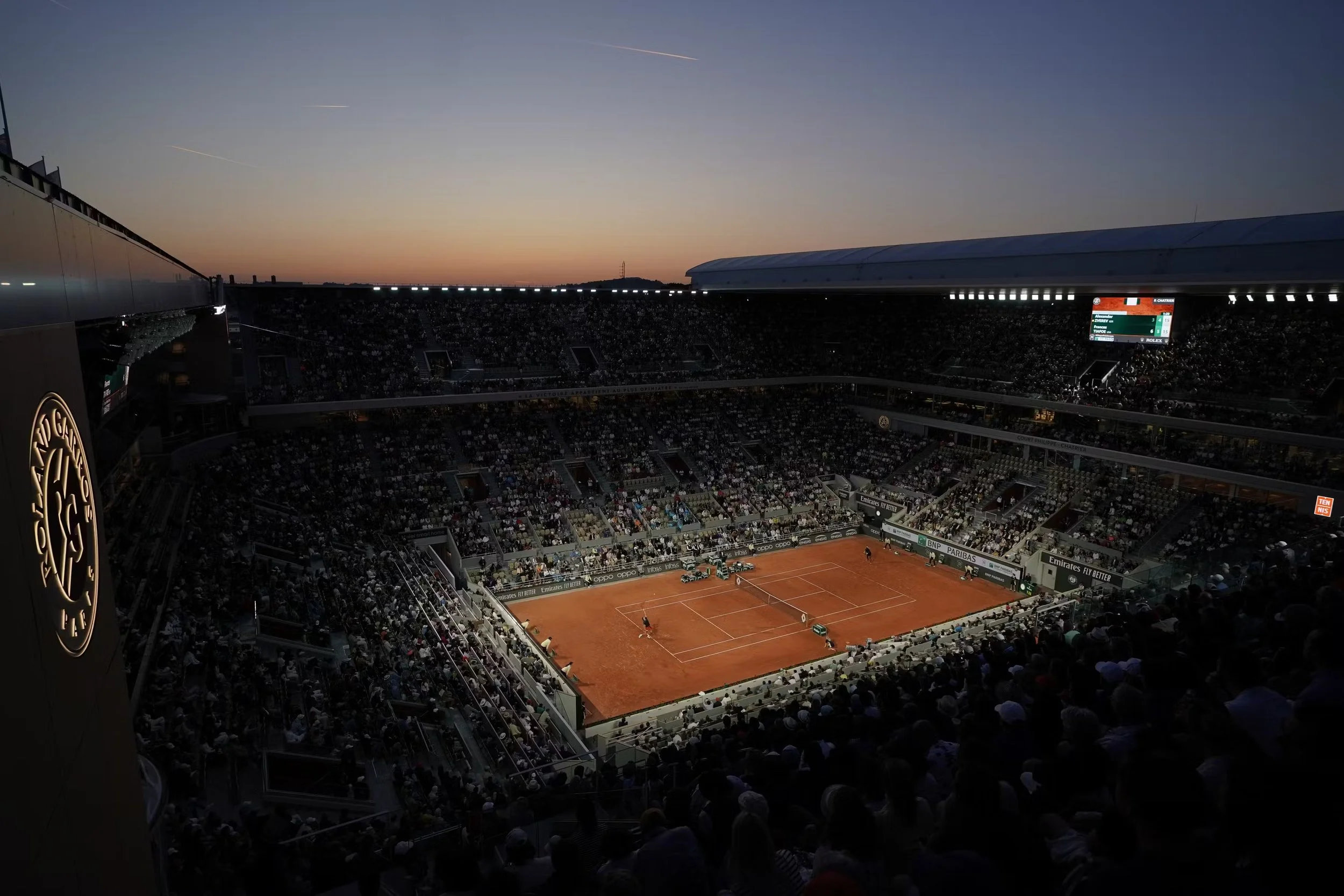 Roland Garros Philippe Chatrier court at night