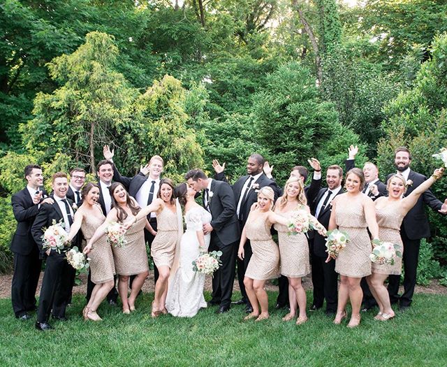 Happy May!! We are just as excited as this bridal party because wedding season is upon us!! Bring on the sparkly dresses, garden cocktail hours, and beautiful couples! We can&rsquo;t wait!! #thebarnatspringhouse
pc: @ashleym_brown .
.
.
#wedding #ken