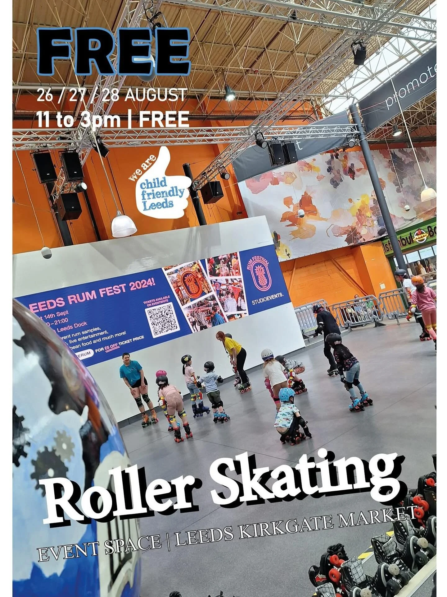 SHARED VIA @leedsmarket 🛼🛼🛼

We are very much looking forward to our FREE Roller Skating with LS-TEN and Leeds Kirkgate Market on Tuesday 26, Wednesday 
27 and Thursday 28 August, from 11 to 3pm.

We know this event is always very popular so a few