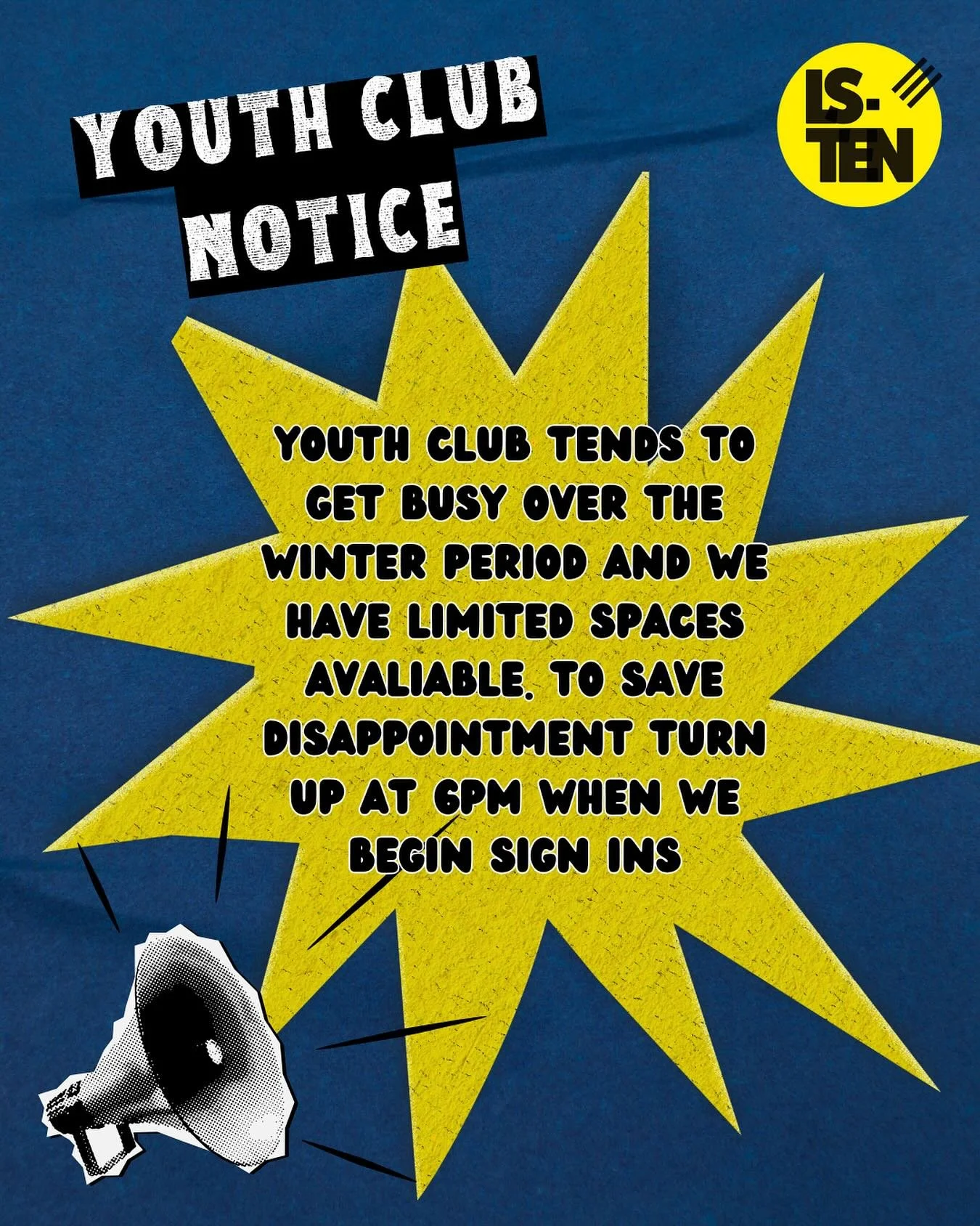 Just a reminder that we have to cap our youth club at 40 riders due to staffing and safety reasons✨ 

To save disappointment please turn up at 6pm when we begin sign ins. This session is first come first served