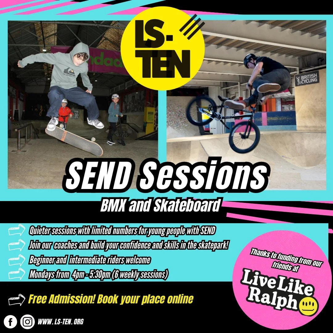 More SEND Sessions coming up!

Thanks to funding from our friends at @livelikeralph_ , we'll be delivering a further 6 SEND Sessions for young people! These sessions are completely free to attend, but we do ask that you book online as spaces are limi