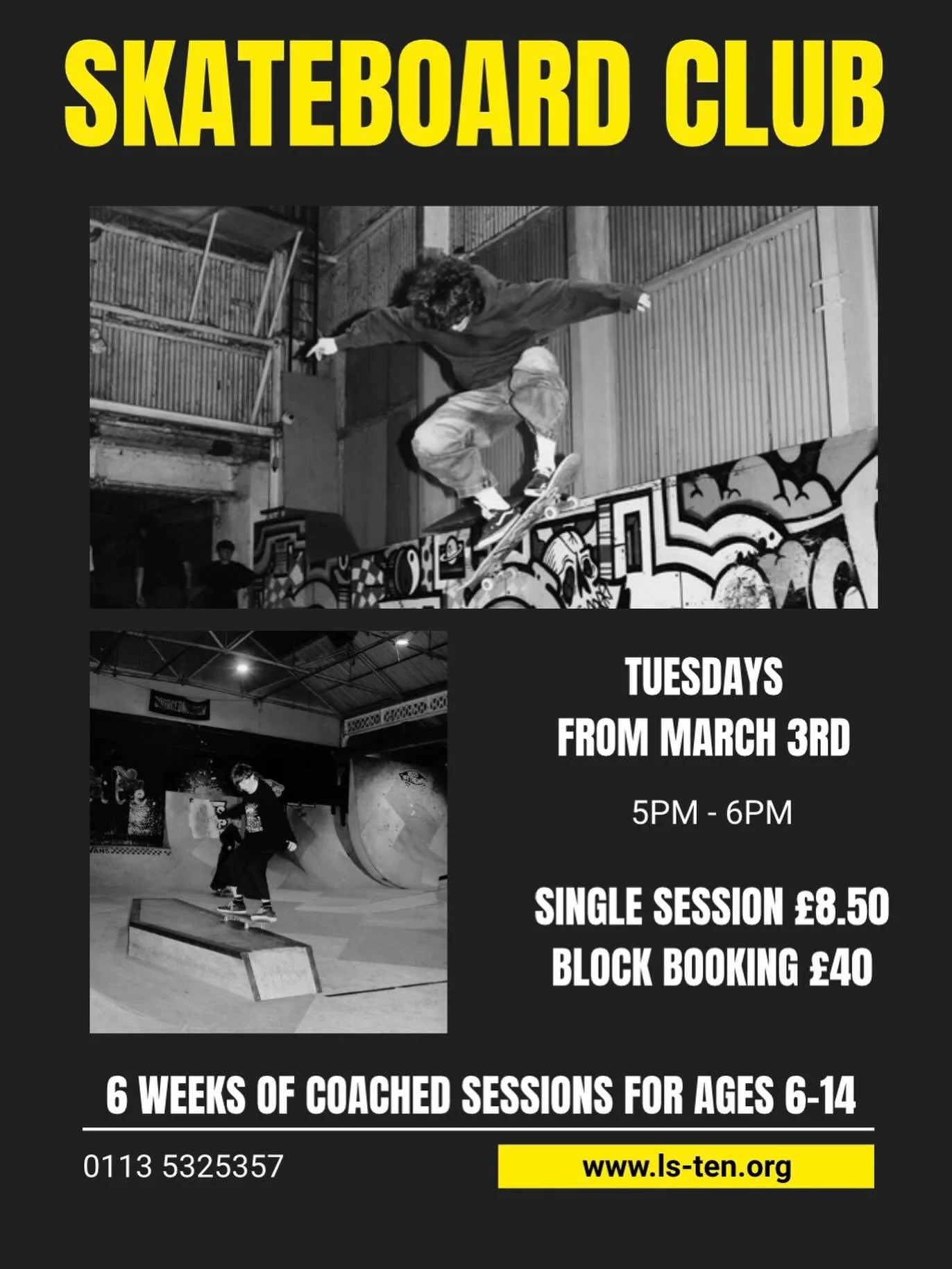 THE NEXT BLOCK OF SKATEBOARD CLUB IS NOW LIVE🎇

Tuesdays from March 3rd 5pm - 6pm with coaching and equipment provided 

Let&rsquo;s get them rolling!