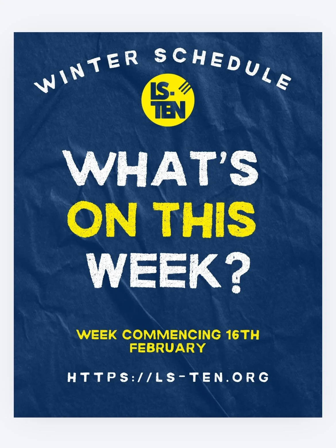 What&rsquo;s on for the week
WC 15/02