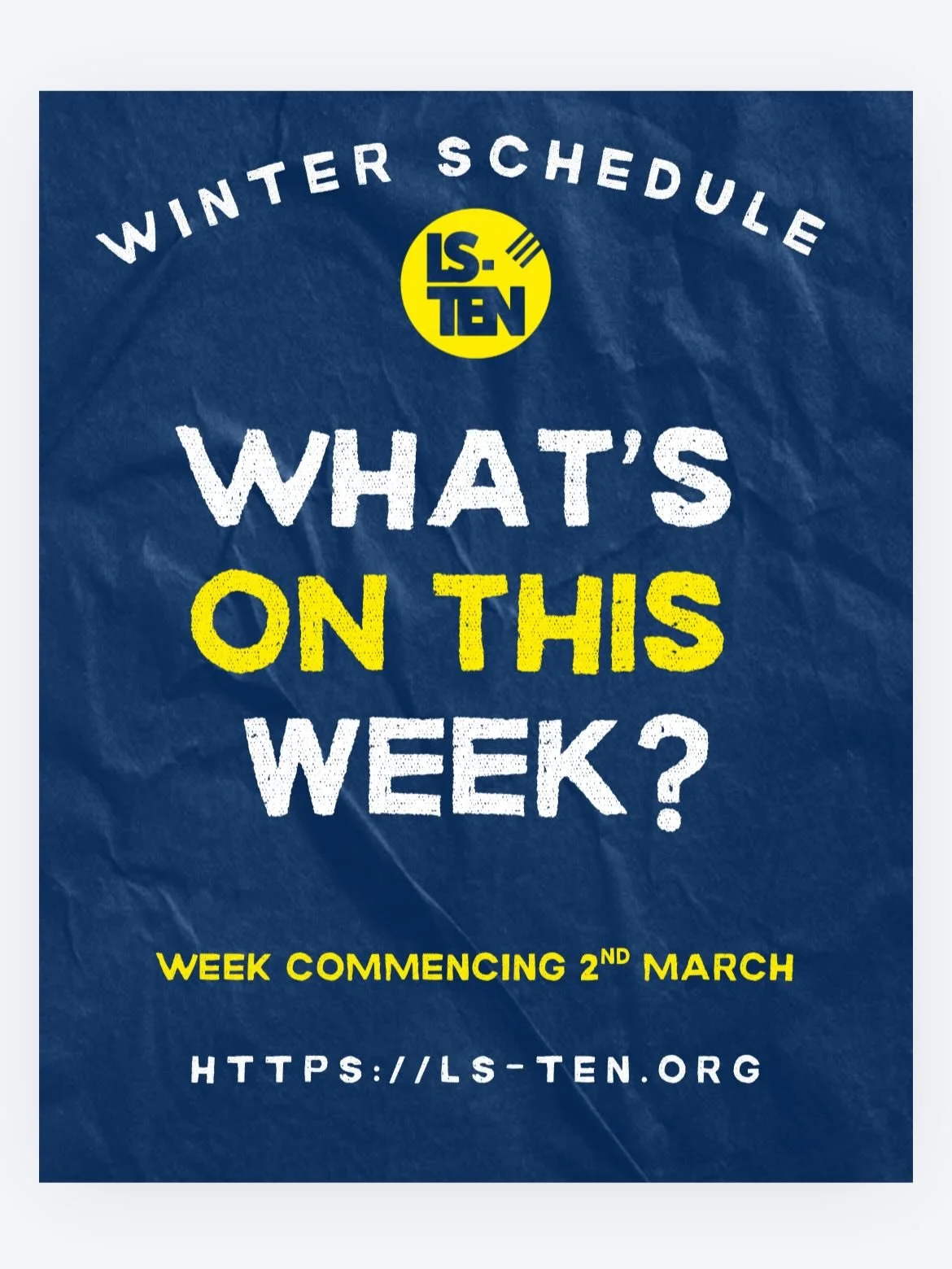 What&rsquo;s on
✨WC 02/03