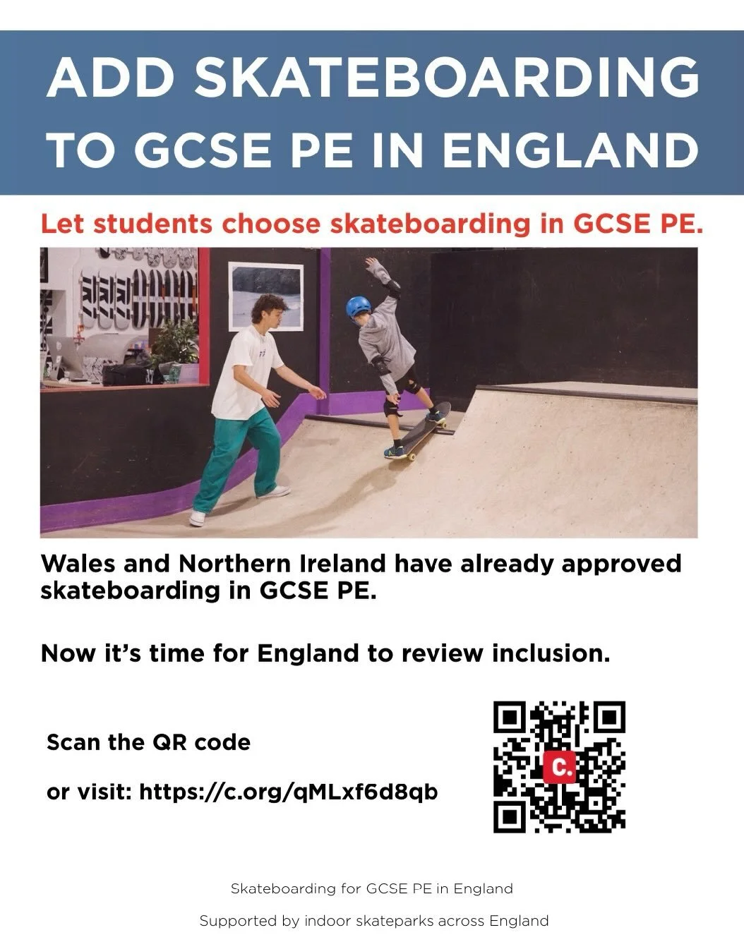 Our friends over at @tr7skatepark have started an amazing petition asking for skateboarding to be added to GCSE PE. 

A quote from their change.org petition:

&ldquo;Skateboarding develops key outcomes aligned with GCSE PE aims: physical literacy (ba