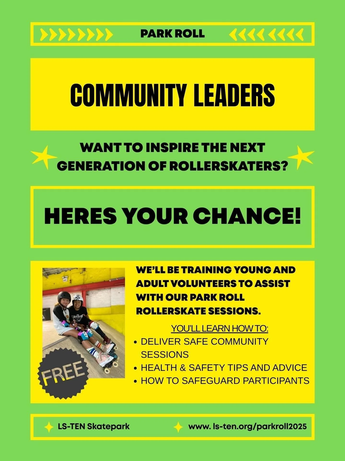 💛YOUNG LEADERS &amp; ADULT VOLUNTEERS PROGRAMME💚

This season will be lead by our wonderful quad coach Lottie

For more info head to ls-ten.org/parkroll2025 and scroll to the bottom of the page