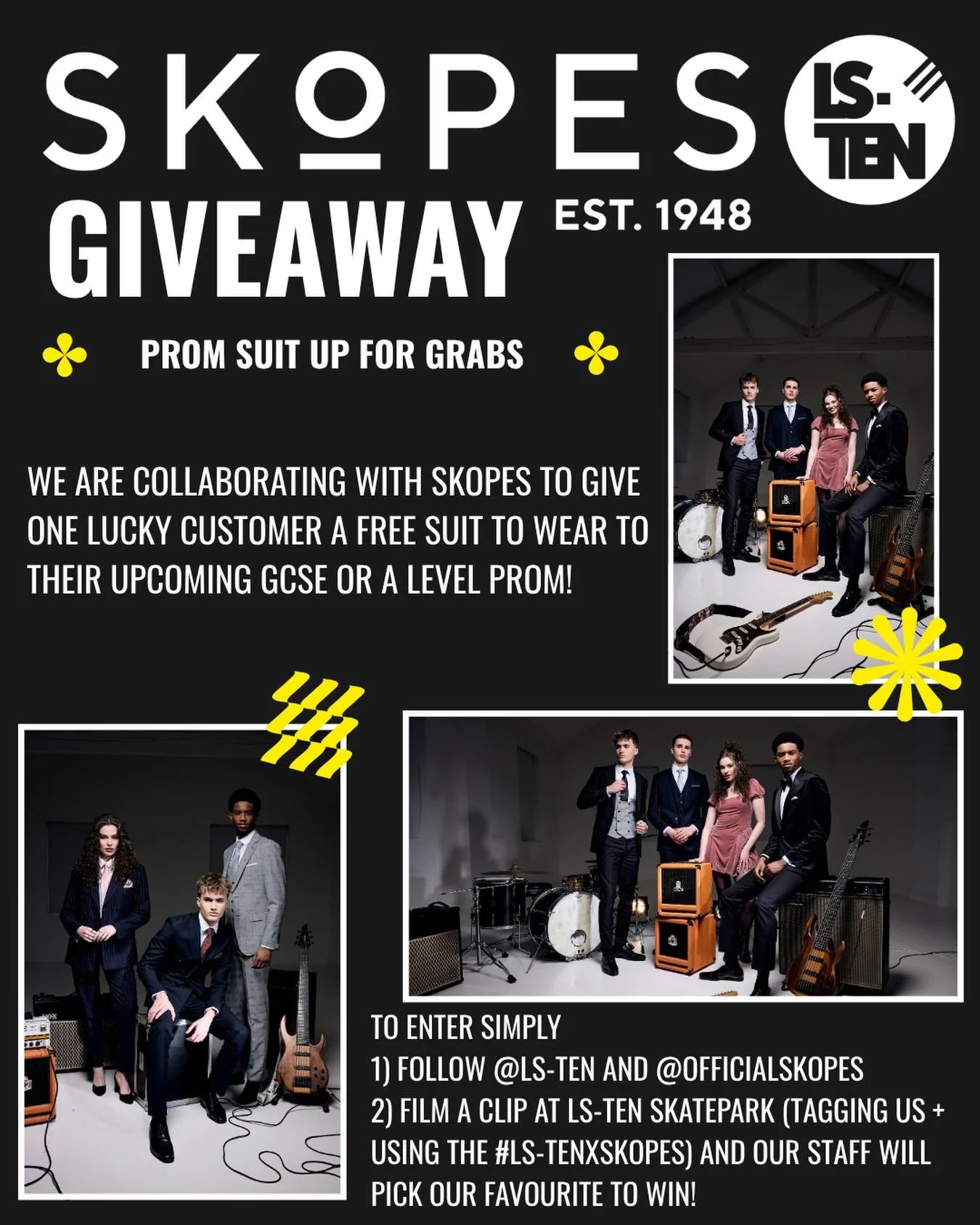 COMPETITION ⭐️🎉

Our friends over at @officialskopes have kindly reached out to offer one lucky LS-TEN rider the chance to win a suit for their upcoming GCSE/A LEVEL prom completely free of charge!

The rules are simple:

1) Follow @ls.ten &amp; @of