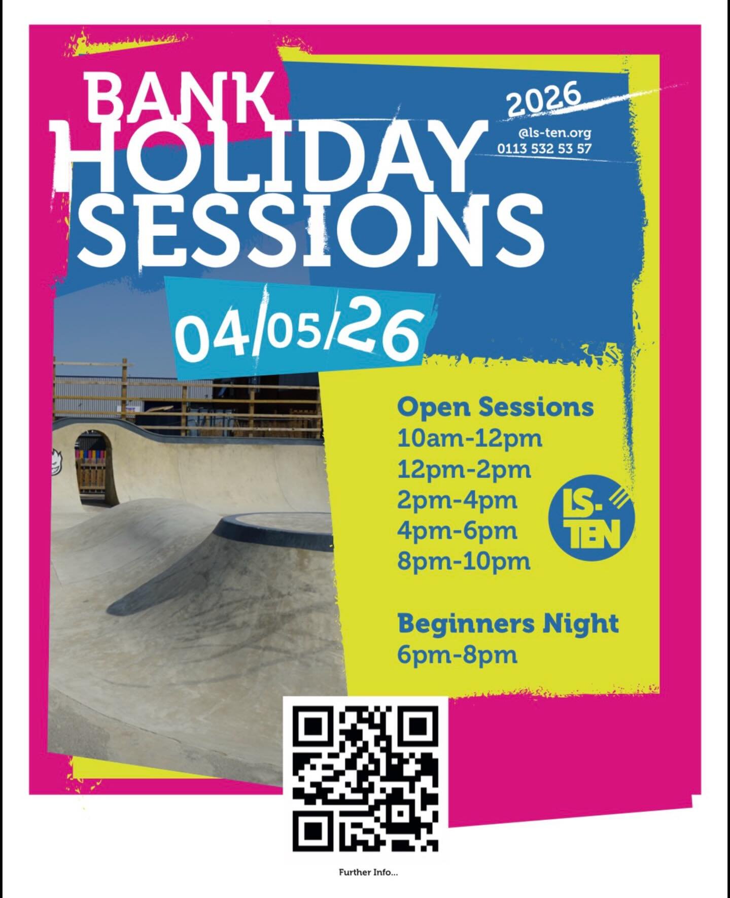 UPCOMING MAY BANK HOLIDAY SESSIONS (04/05)

10am - 12pm

12pm - 2pm

2pm - 4pm

4pm - 6pm

*6pm - 8pm beginners night ONLY*

8pm - 10pm

☀️ These sessions will be open to all wheels and abilities and remember you can boost your session for 2 hours (&