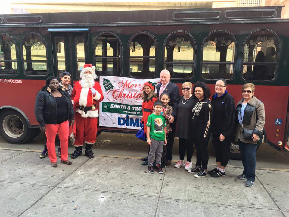 NYC minibus rental with Santa
