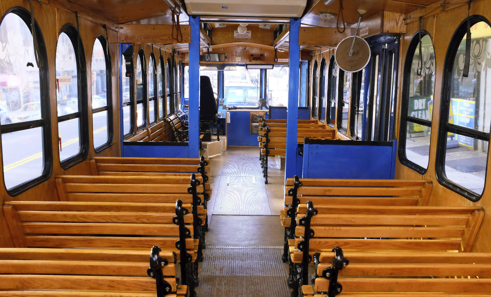 Interior of NYC charter bus