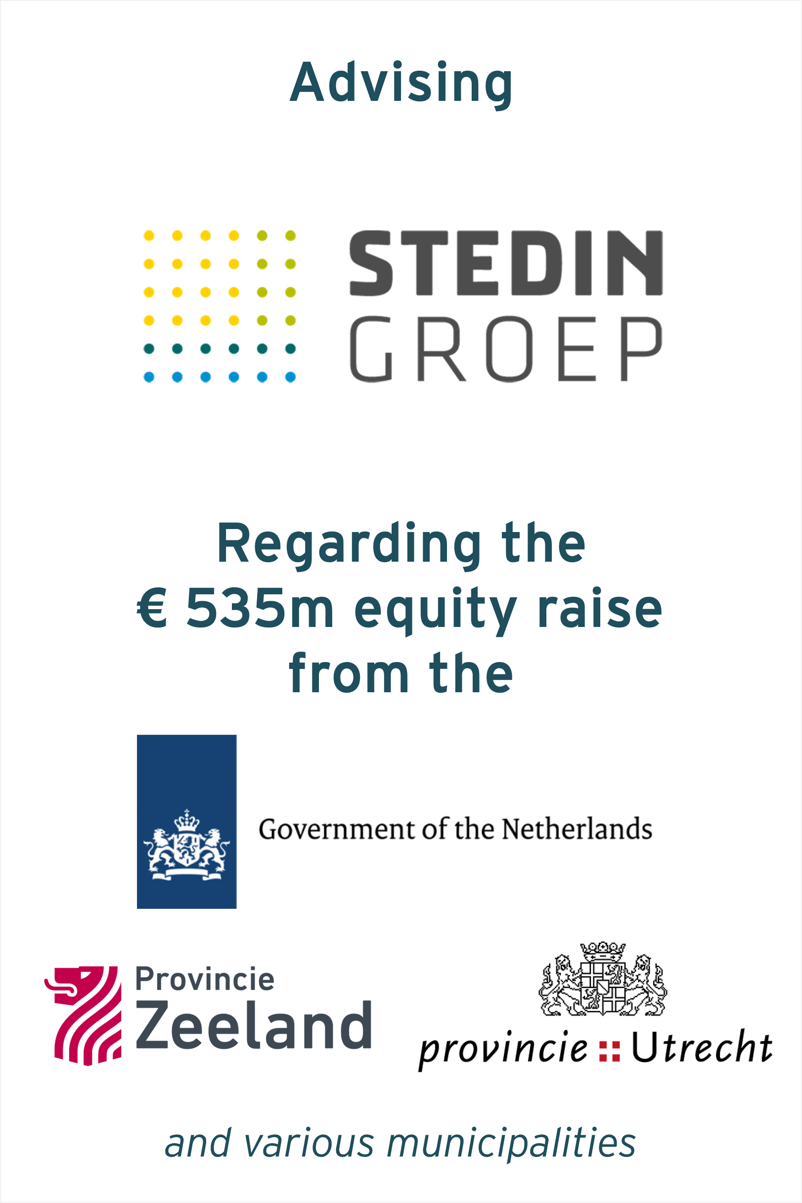Stedin Group shareholders, the Dutch State, provinces of Utrecht and Zeeland and various municipalities reach agreement on € 535m equity contribution