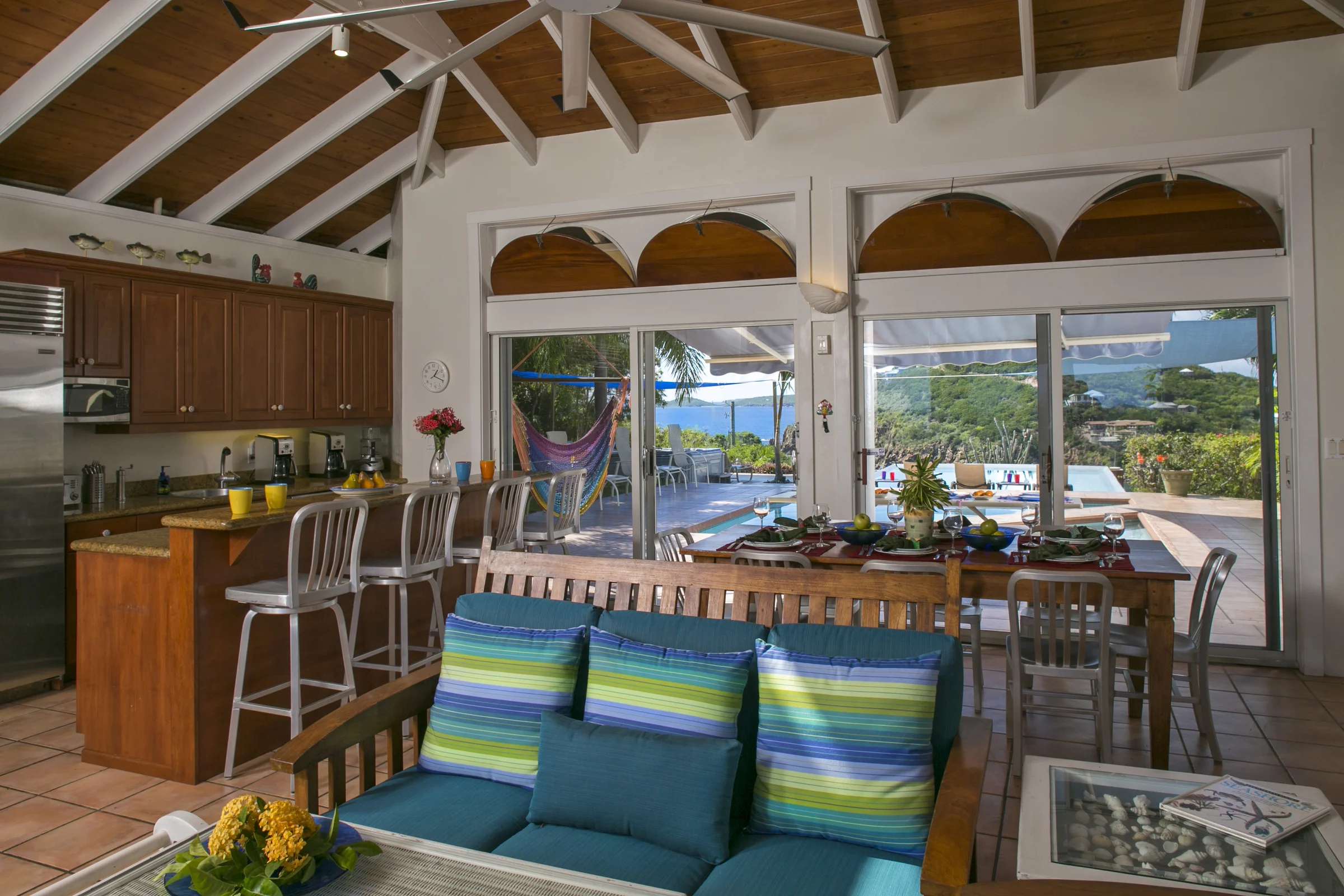 Great Room looking west over pool patio