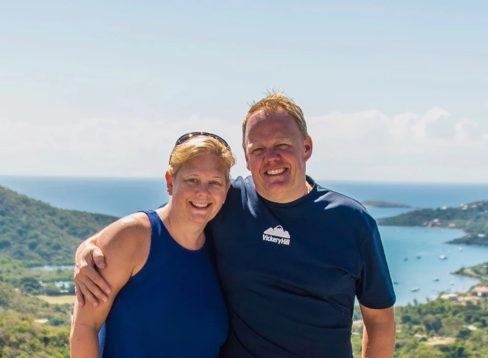 Carrie & Steve Butcher overlooking Coral Bay