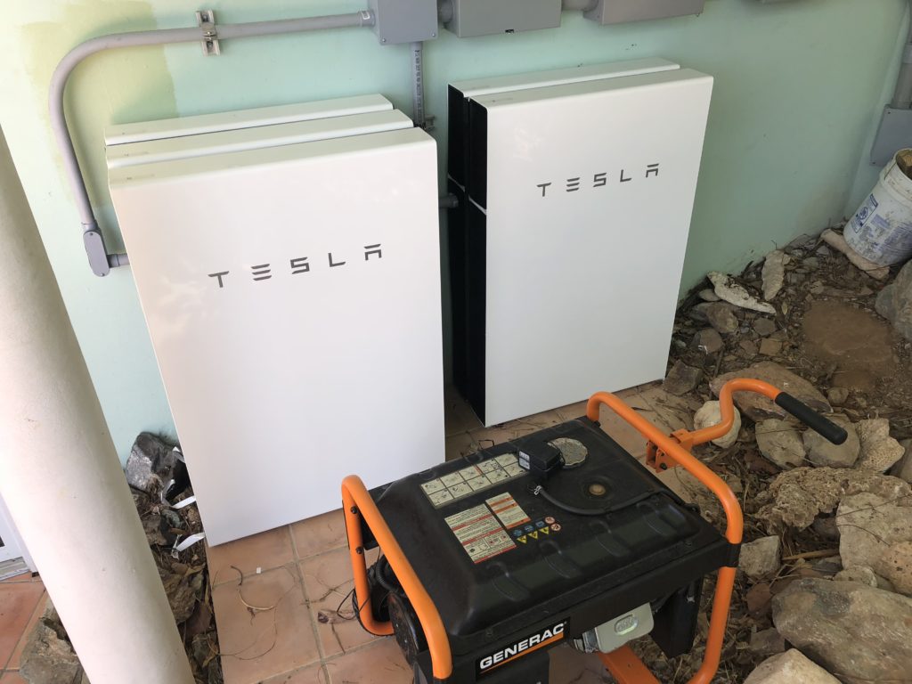 5 Tesla Powerwalls at our St. John Villa Rental