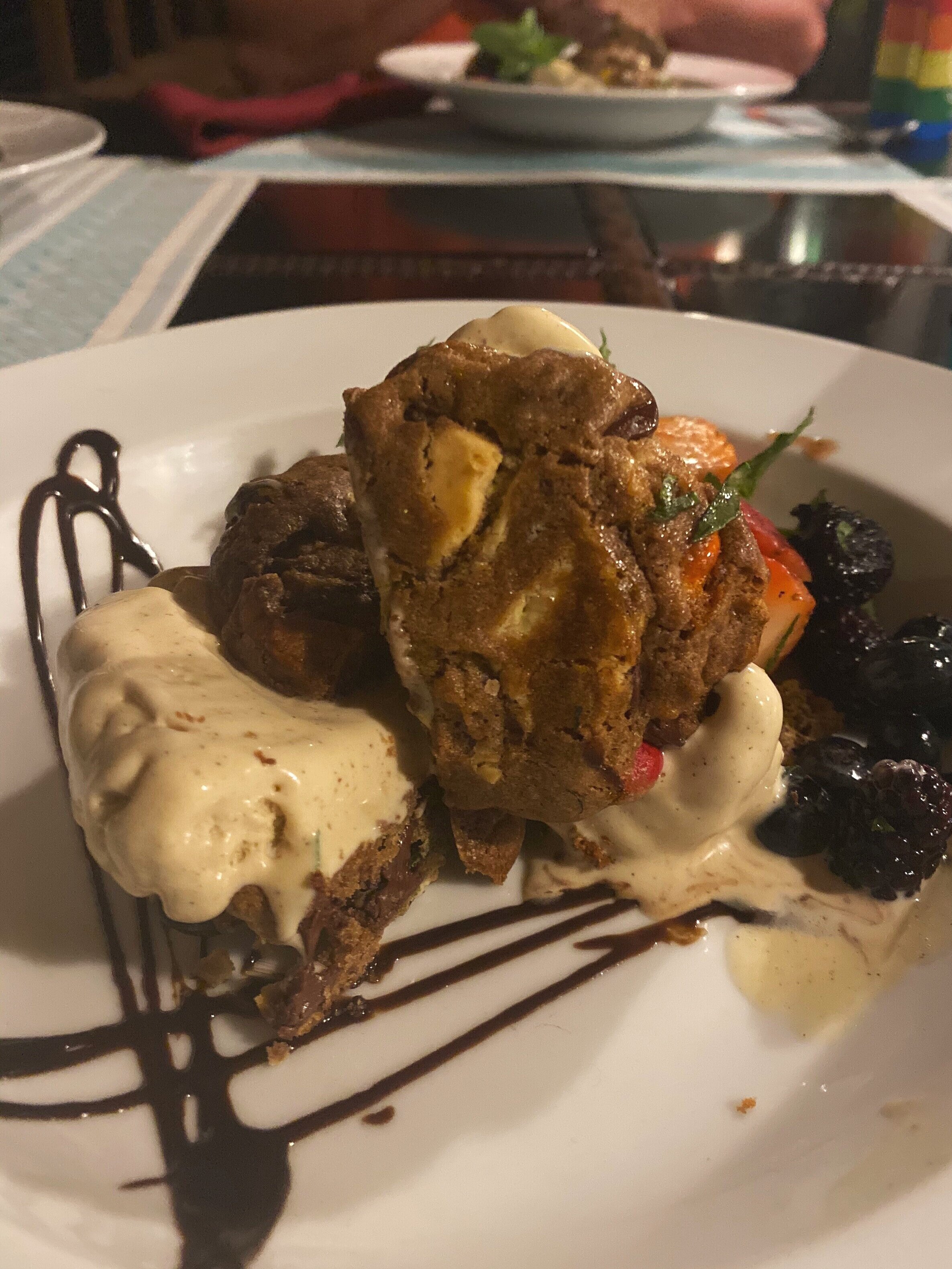 Homemade Ice Cream and Cookies with Berries