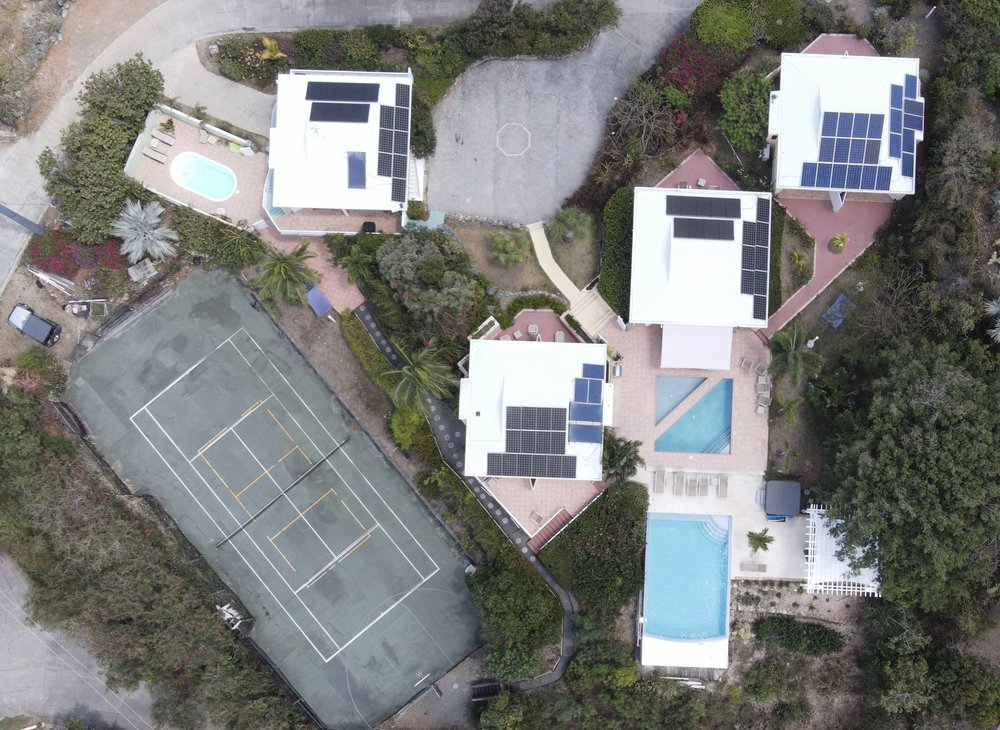 aerial shot of the finished pergola