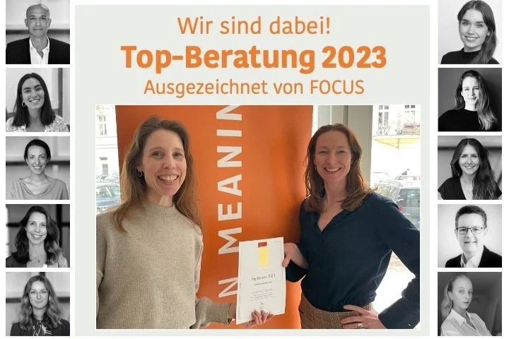RETURN ON MEANING gehört zu den TOP-Berater:inen 2023, ausgezeichnet und empfohlen von FOCUS