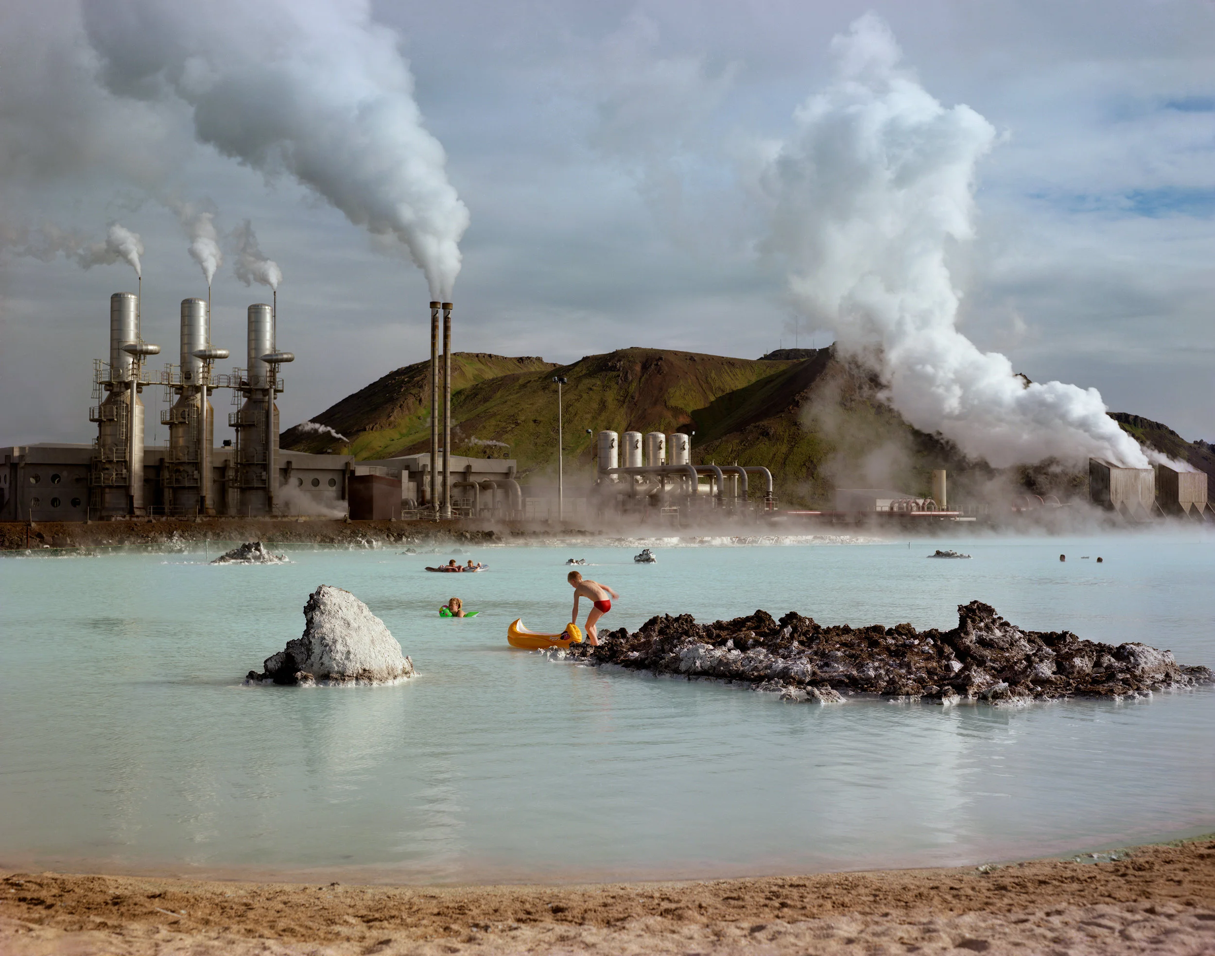 Geothermal electricity generating plant, Krafla, Iceland, 1987
