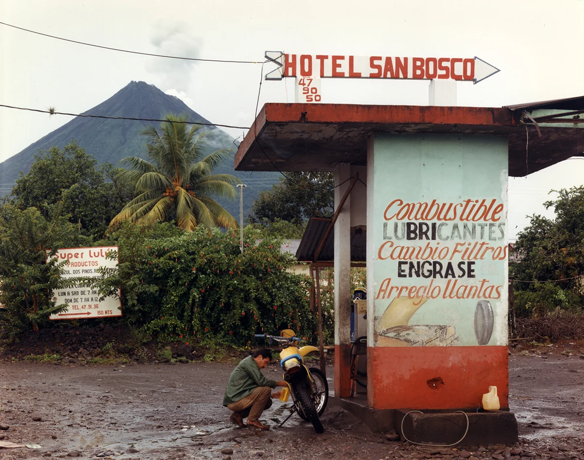 View of Arenal Volcano from the town of La Fortuna, San Carlos, Costa Rica, 1992
