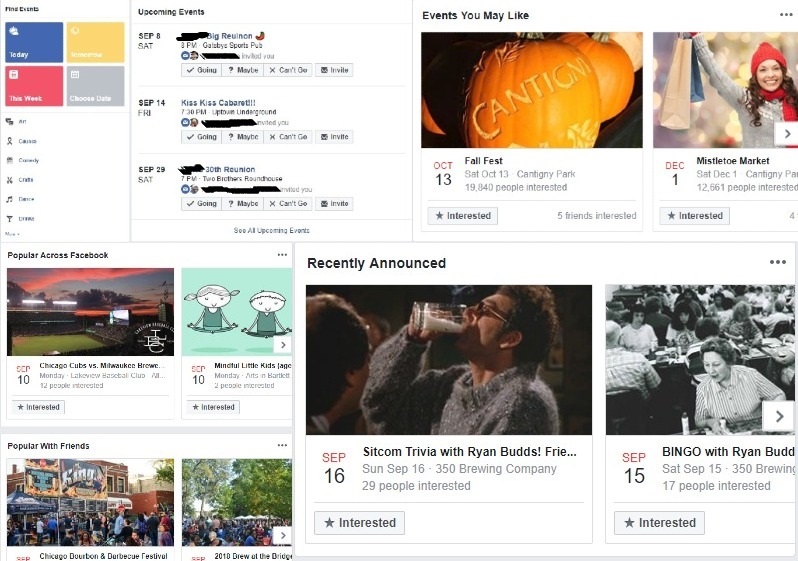  A collage of the Facebook events page very professionally edited by the author himself. The author would like to point out that he was invited to an older class' 30th reunion because he was so cool as a Freshman that he knew Seniors. It is not yet his year for a 30th reunion.