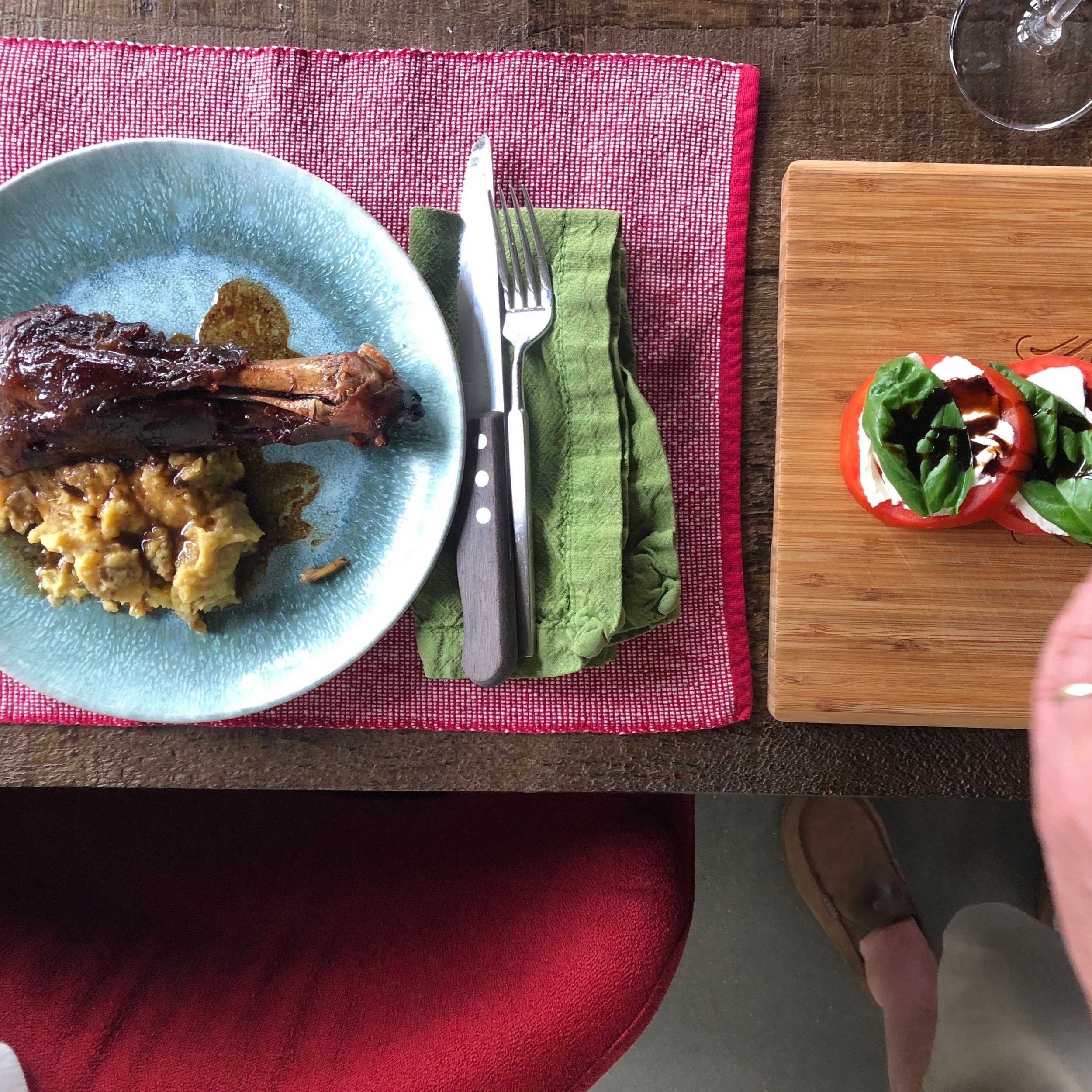 Lamb Shank. Mashed Potatoes & Caprece