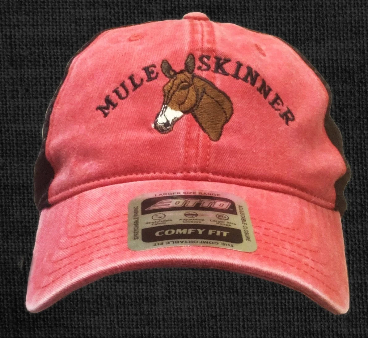 Red Comfy Fit Low Profile Mesh Mule Skinner Cap